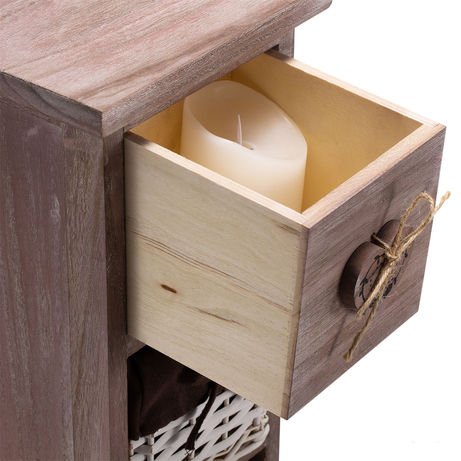 CARO-Möbel Kommode FLOWER, Regal Flower Beistellschrank Blumenregal 1 Schublade und 3 Körbe, brau