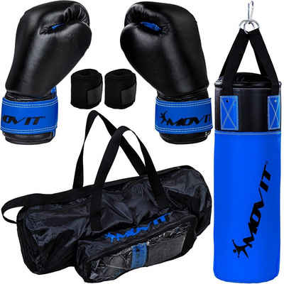 MOVIT Boxsack »Movit® Boxsack-Set 5,5kg, inkl. Boxsack befüllt« (Set, mit Tasche, mit Bandagen, mit Boxhandschuhen), für Kinder und Jugendliche, rot oder blau