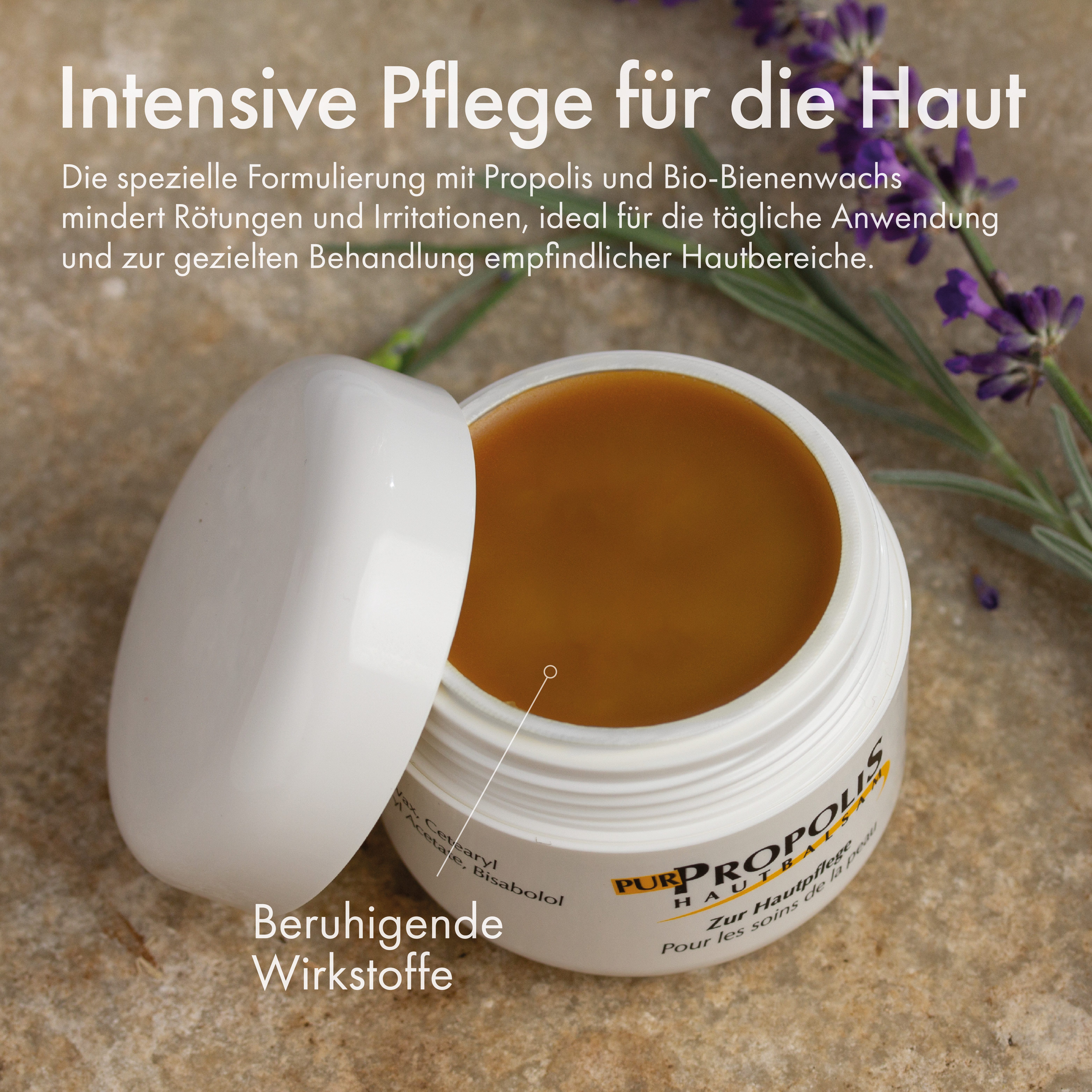 HC PRODUCTS Hautcreme Propolis Salbe PUR – Naturkosmetik für empfindliche Haut I 50ml, Unterstützende Propolis Creme bei Akne, Pergamenthaut & Neurodermitis