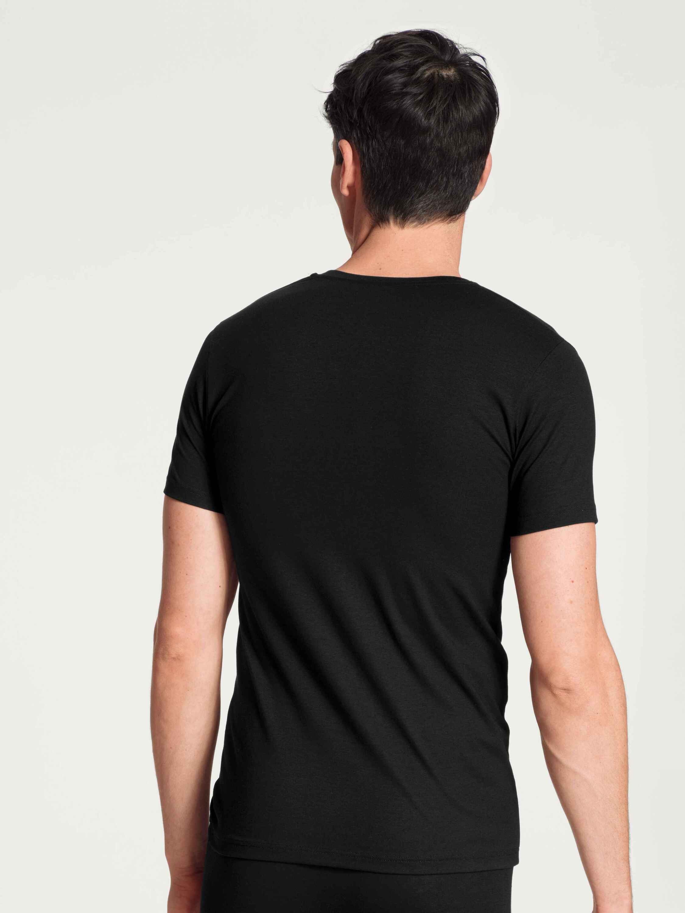 (1-St) CALIDA T-Shirt schwarz mit Unterziehshirt V-Neck