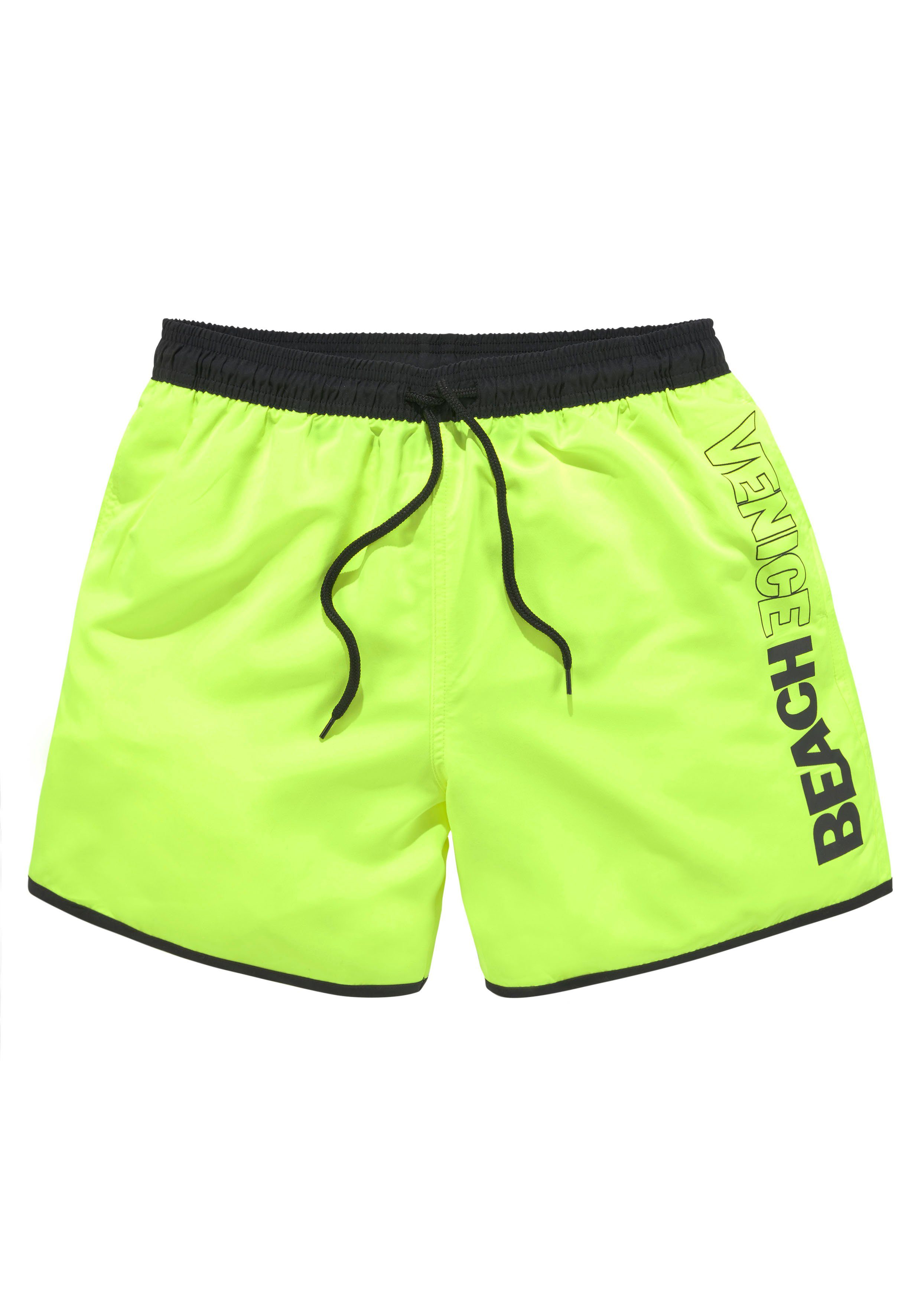 Bein mit am Logodruck Bo limette Badeshorts Beach Venice