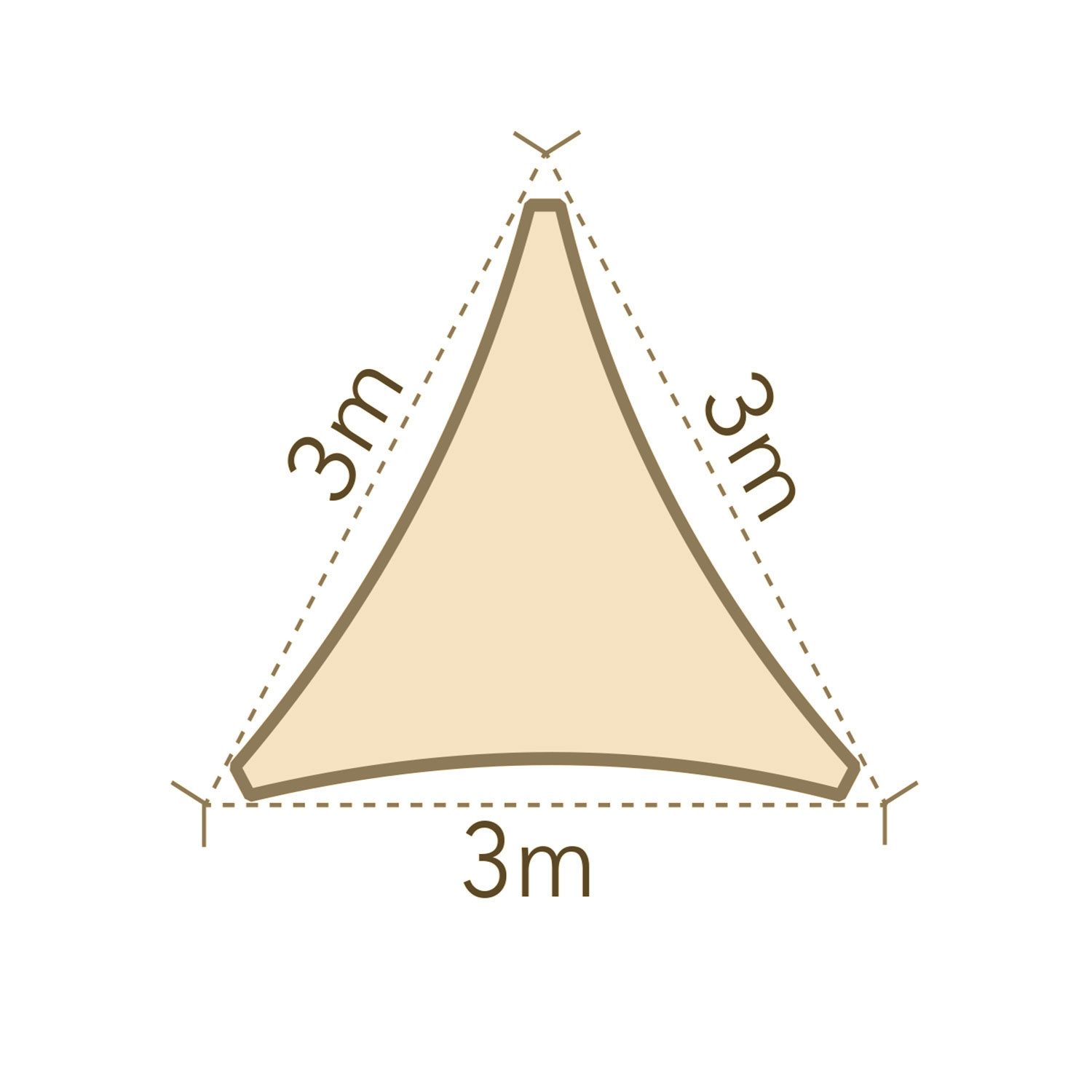 anndora Sonnensegel Tarp 3x3x3 Meter dreieckiger Sonnenschutz, luftdurchlässiger Stoff