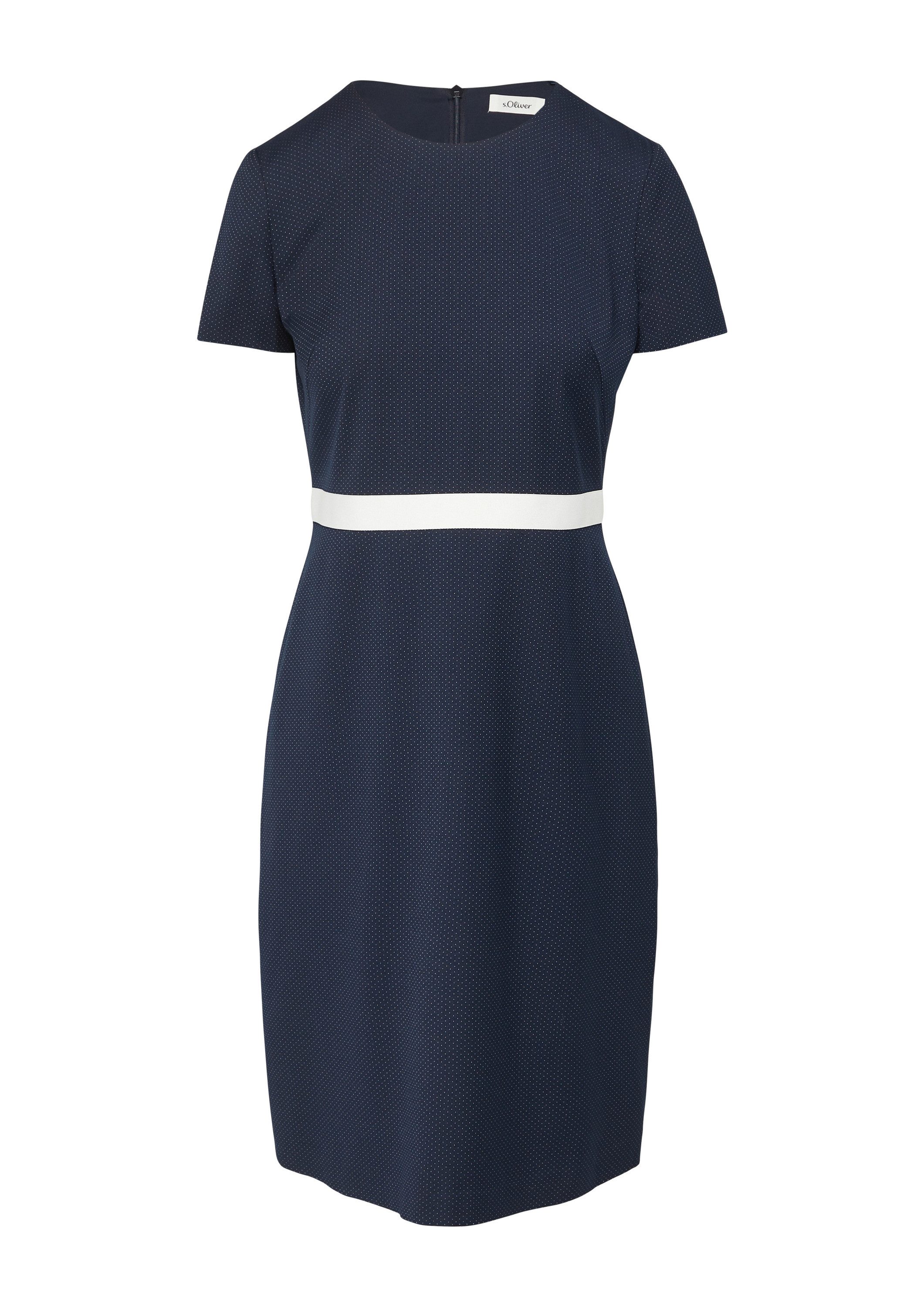 s.Oliver Minikleid Kleid Fein gepunktetes Etuikleid mit Kontrast-Detail günstig online kaufen