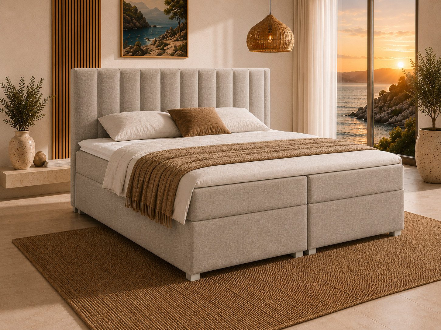 Best for Home Boxspringbett Trinity K-10 mit zwei Bettkästen & 7-Zonen Komfort-Topper (Doppelbett mit Stauraum, Federkernmatratze, gepolstertes Kopfteil, Doppelbett versch. Größen, 140x200 160x200 180x200 200x200 cm), Handwerksqualität, TOP Preis-Leistung