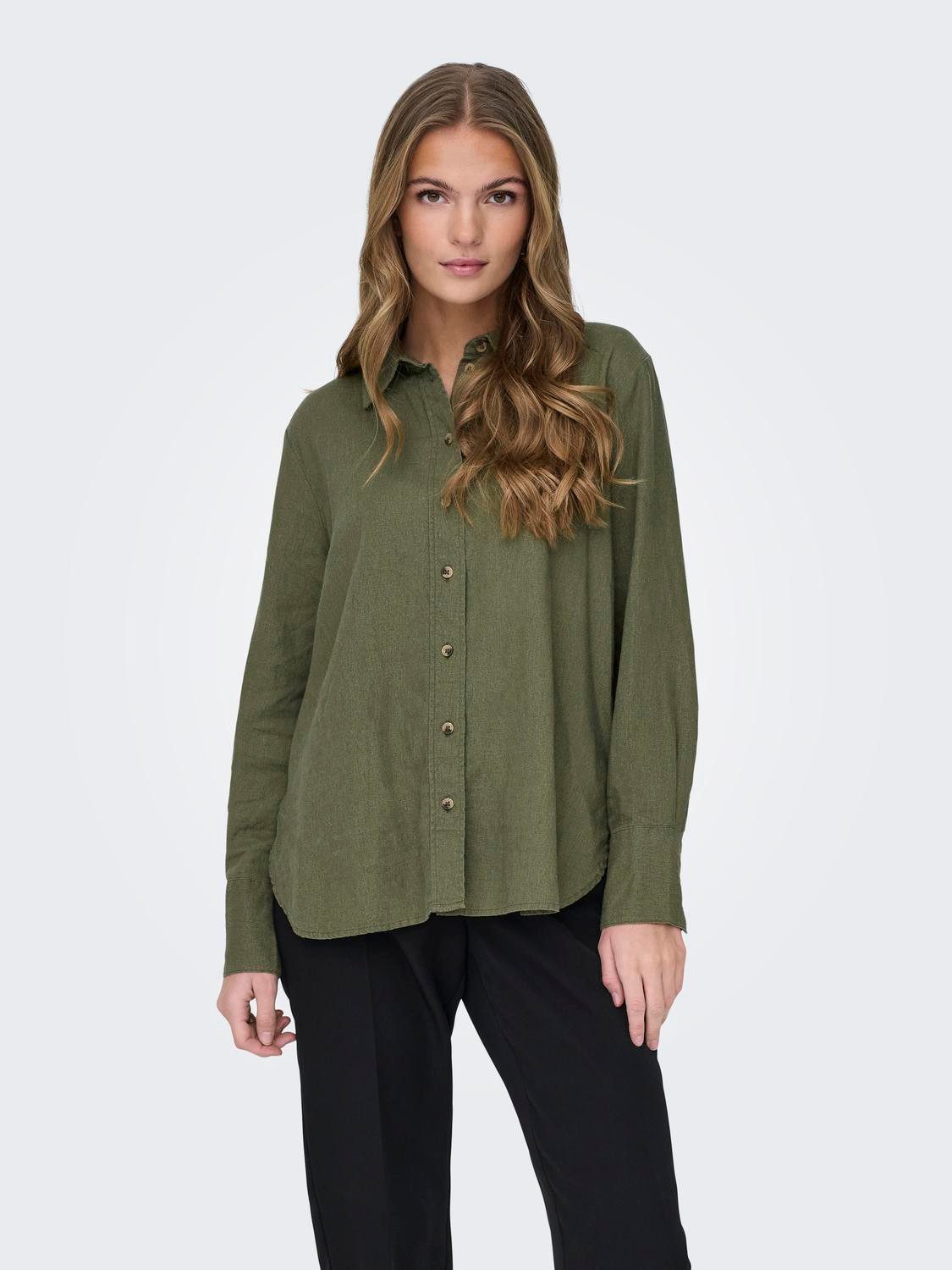 Hemdbluse JDYSAY L/S LINEN LOOSE SHIRT WVN NOOS