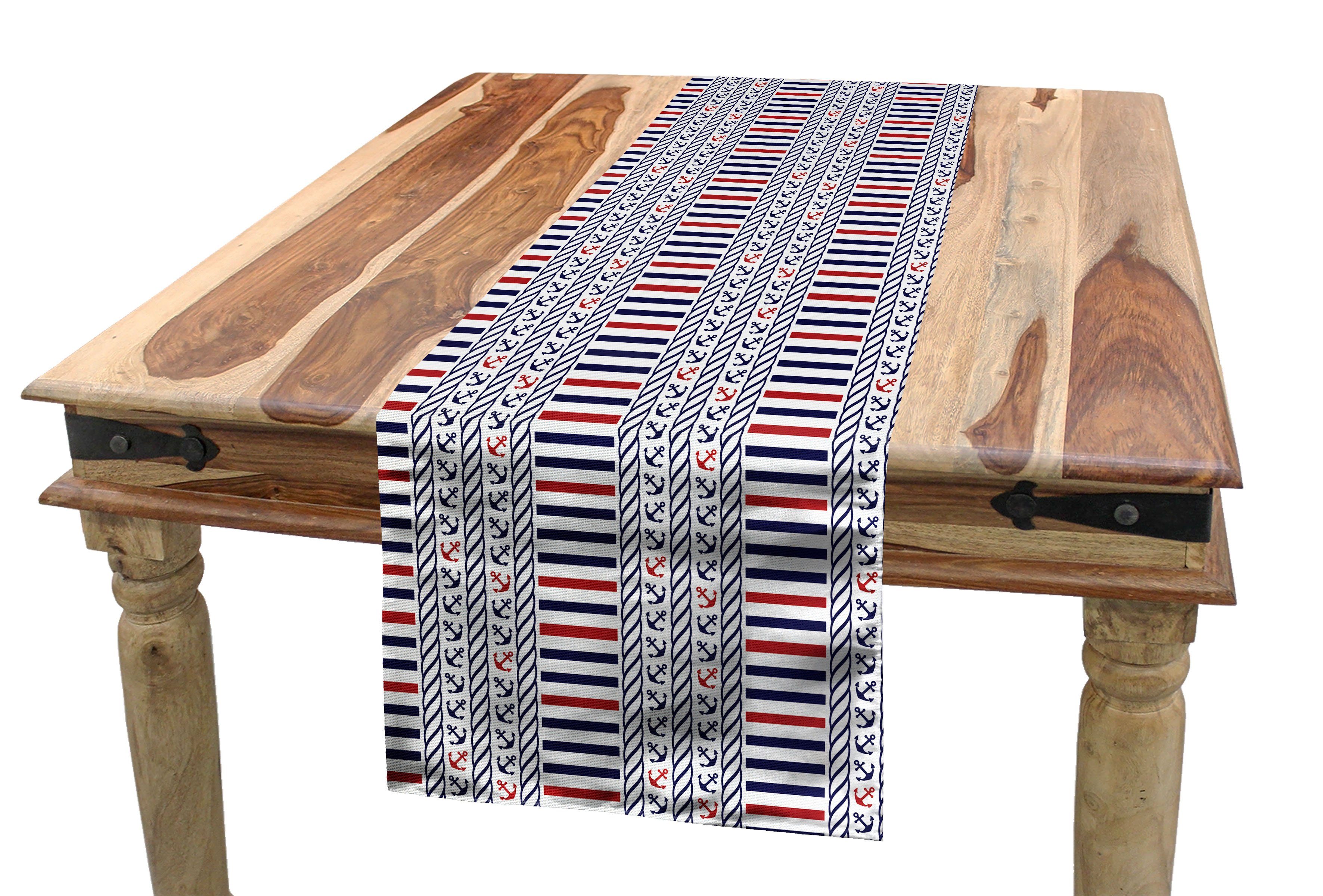Dekorativer Tischläufer, Esszimmer Tischläufer Rechteckiger Abakuhaus Nautisch Marine-Muster-Streifen Küche