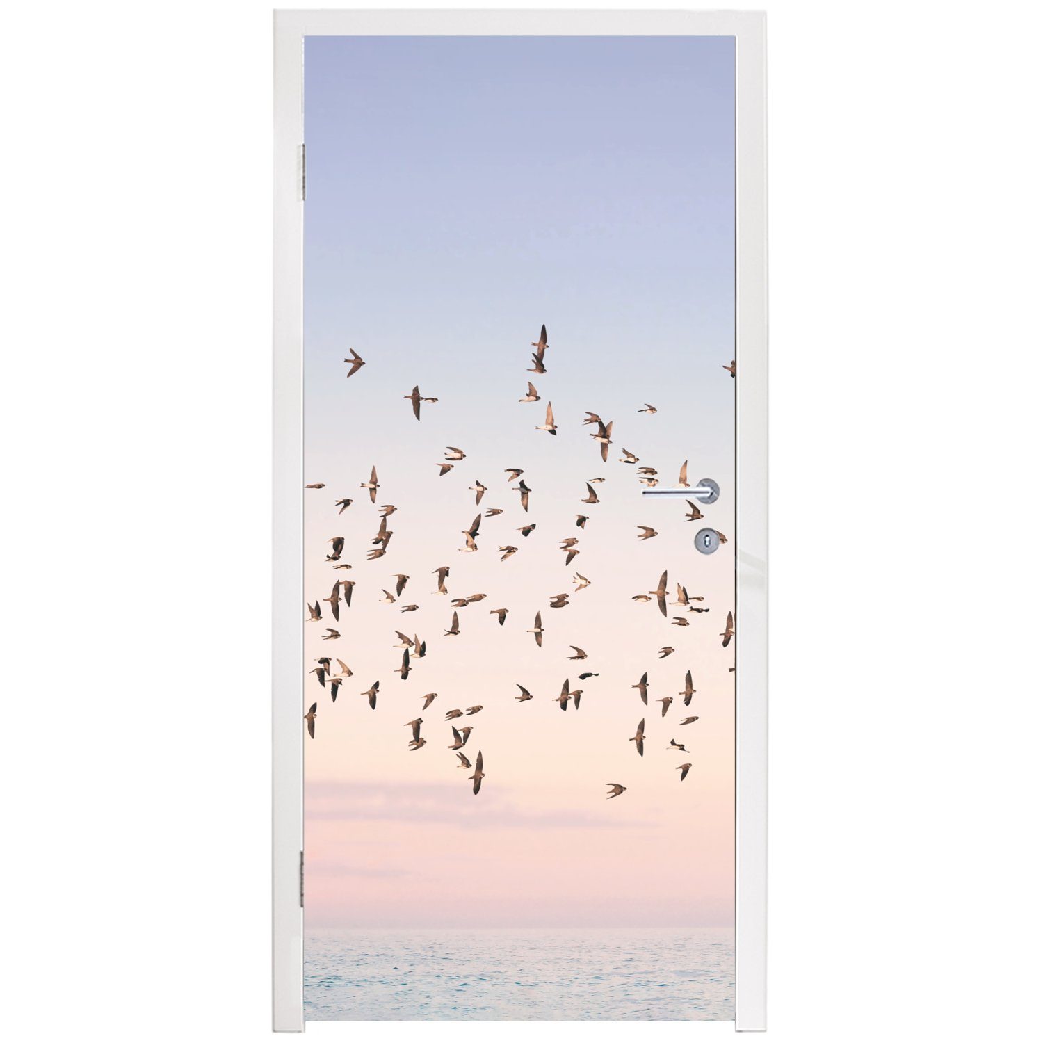 cm Meer - 75x205 St), Sommer, - - Fototapete Tür, Matt, - Natur bedruckt, (1 Türtapete Vögel MuchoWow für Türaufkleber, Himmel
