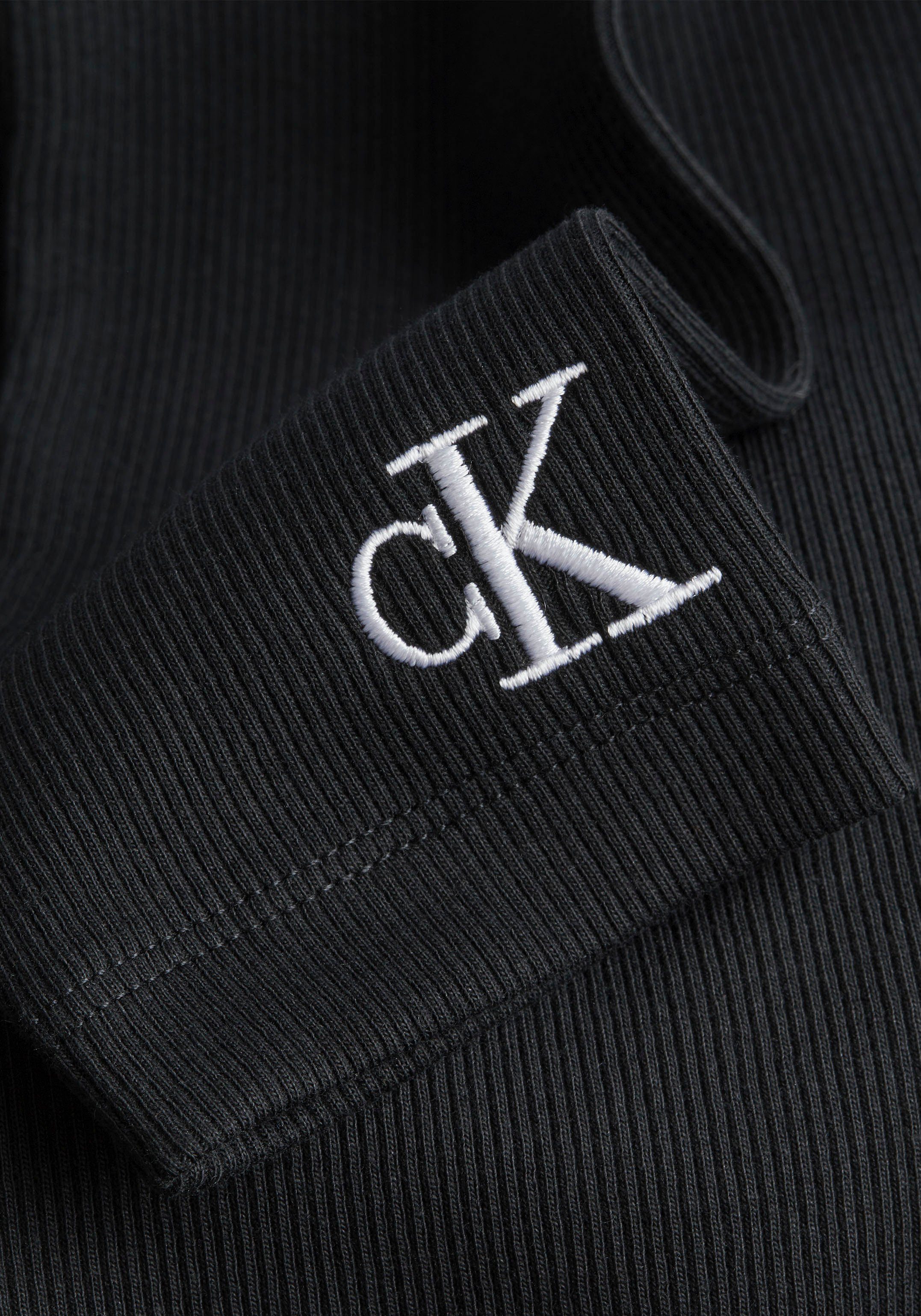 Calvin Klein Jeans Jerseykleid SQUARE RIB Monogramm-Stickerei Klein DRESS mit Calvin NECK Jeans
