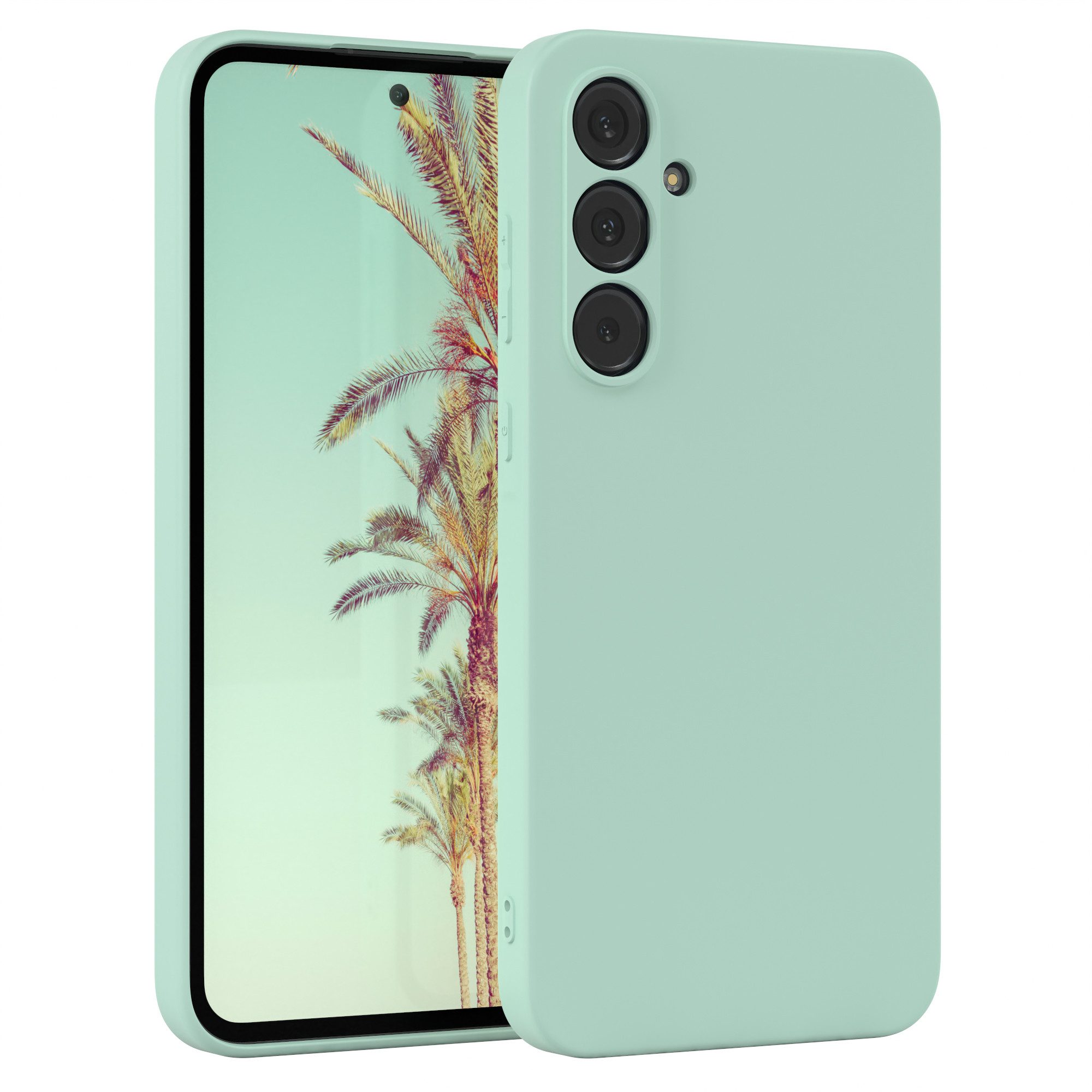 EAZY CASE Handyhülle für Samsung Galaxy A55 Hülle Silikon 6,6 Zoll, Hülle Silikon kratzfest Smart Slimcover Bumper Case Etui Mint Grün