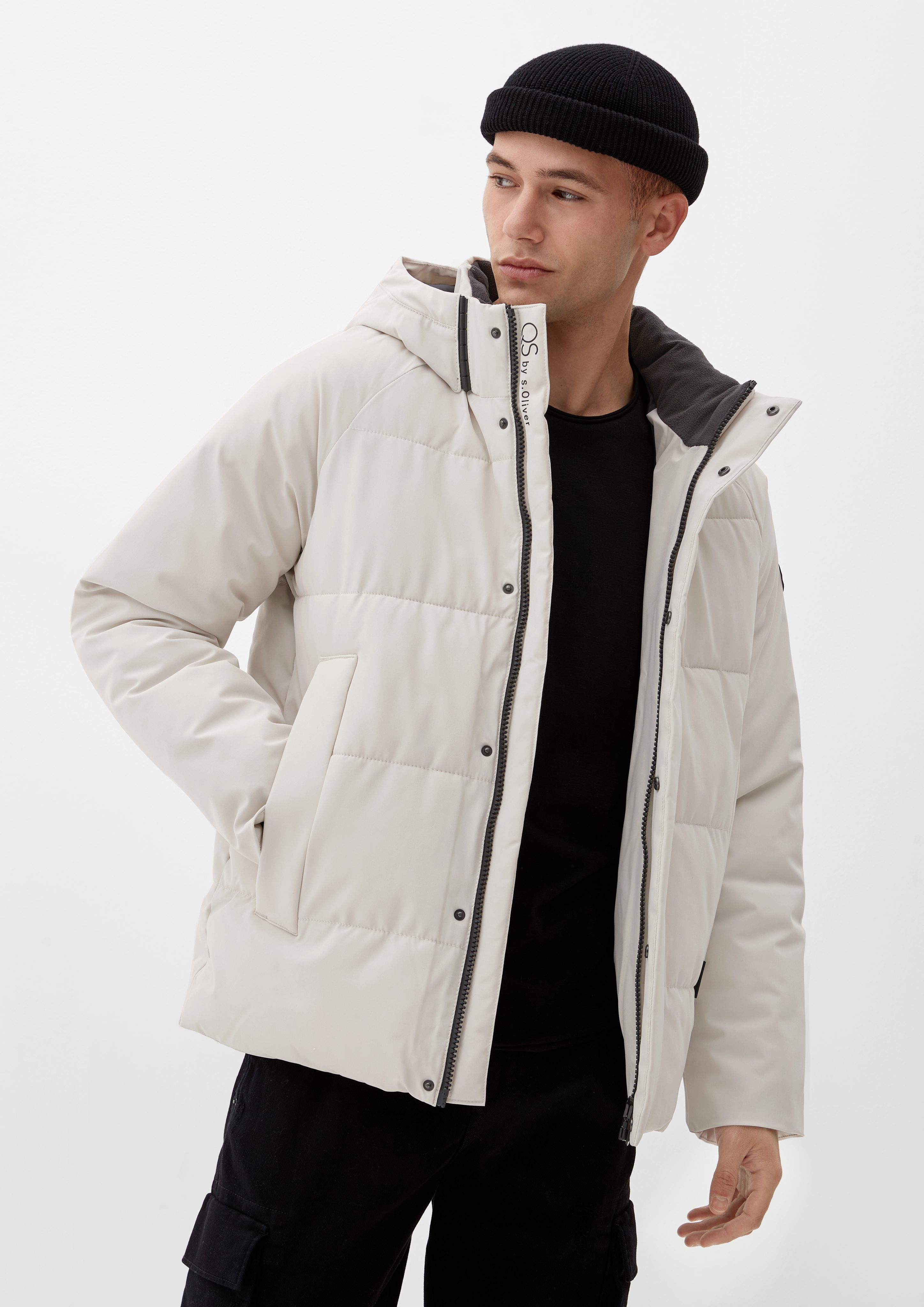 Kapuze Jacke abnehmbarer off-white QS Allwetterjacke mit