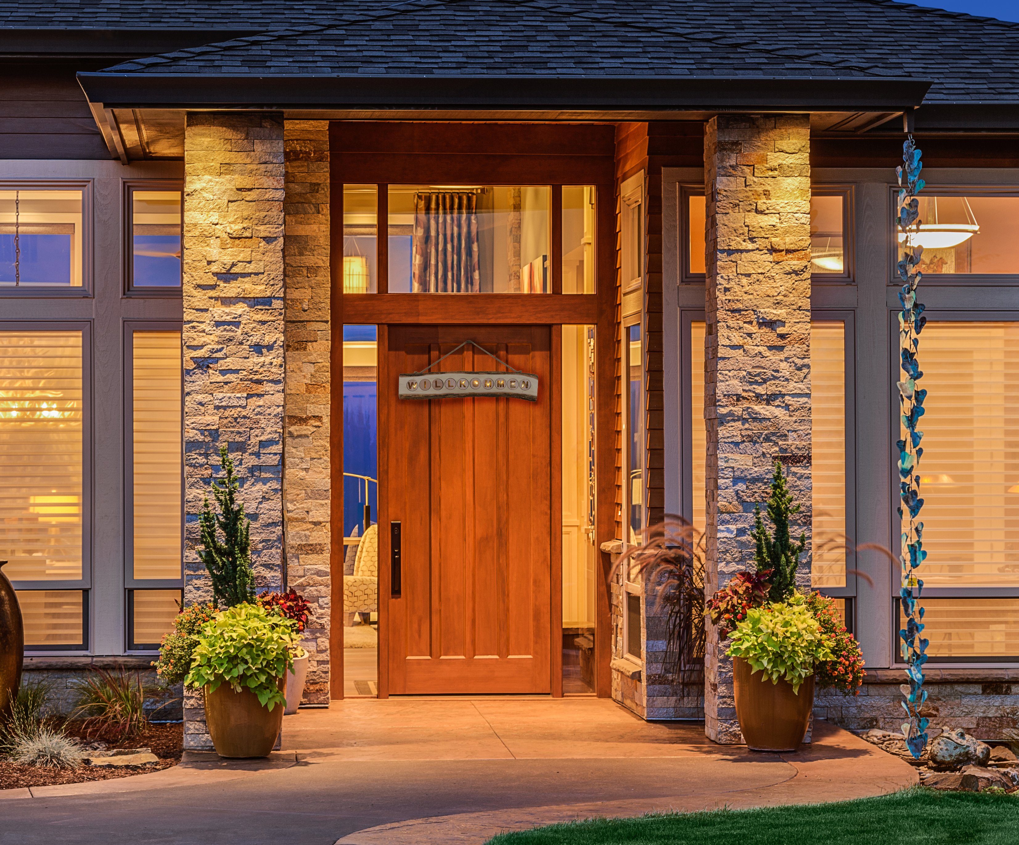 näve LED Dekolicht Willkommen, LED fest integriert, Warmweiß, Schriftzug "Willkommen", 2xAA Batterien, incl. Aufhängung/Jute