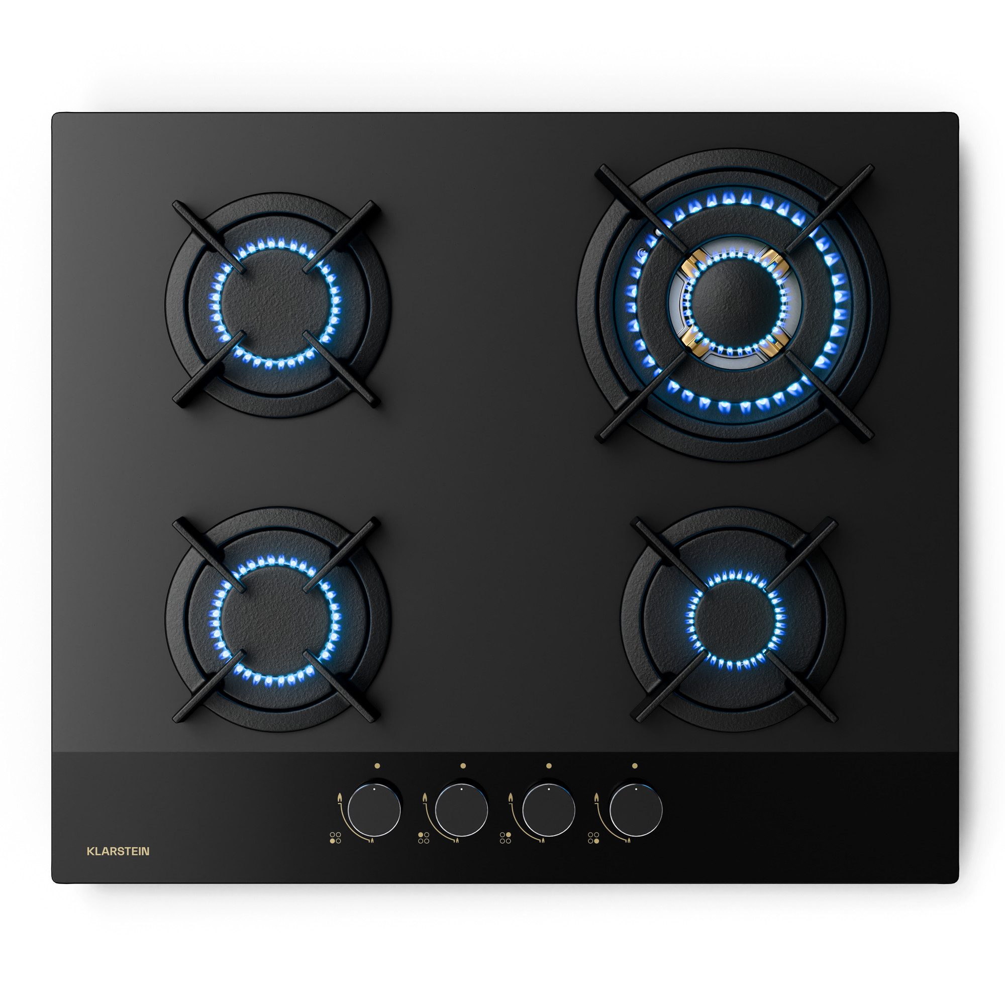 Klarstein Gas-Kochfeld Goldflame Nano Matte, Gaskochfeld 4 Brenner Elektrische Zündung Küche