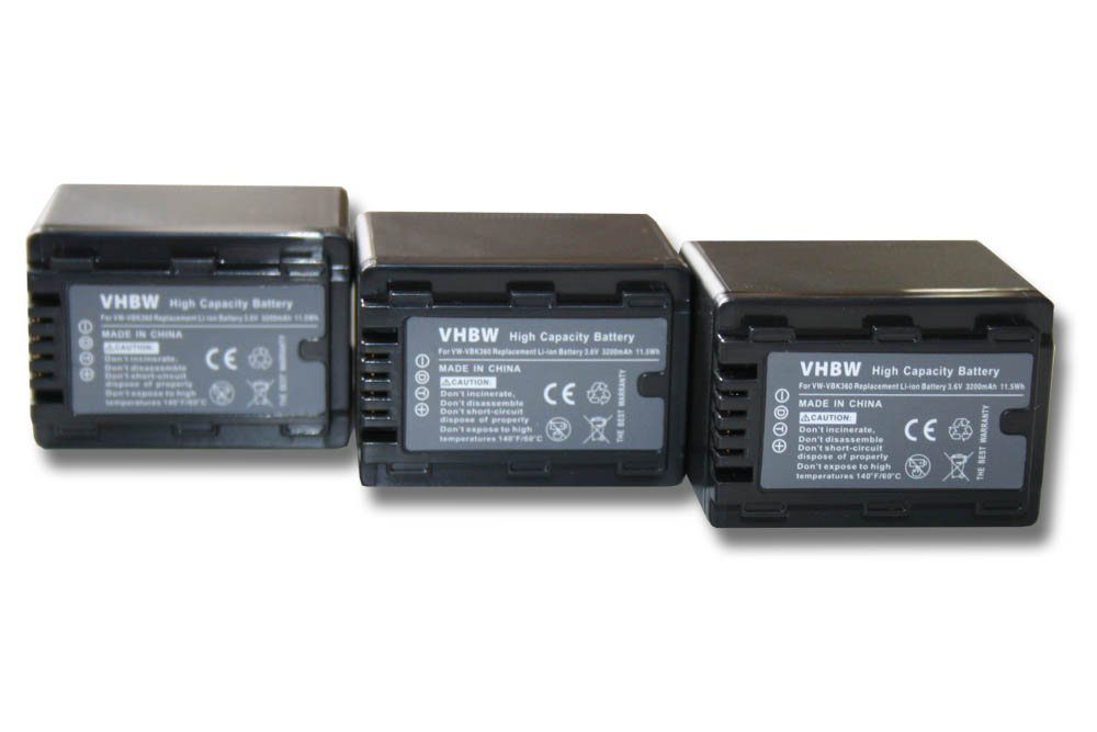 vhbw Kamera-Akku passend mAh für SDR-T50 3200 Digital (3200mAh, SDR-S50, SDR-S45, SDR-S70, / Kamera mit 3,6V, Camcorder Panasonic Li-Ion) Kompatibel