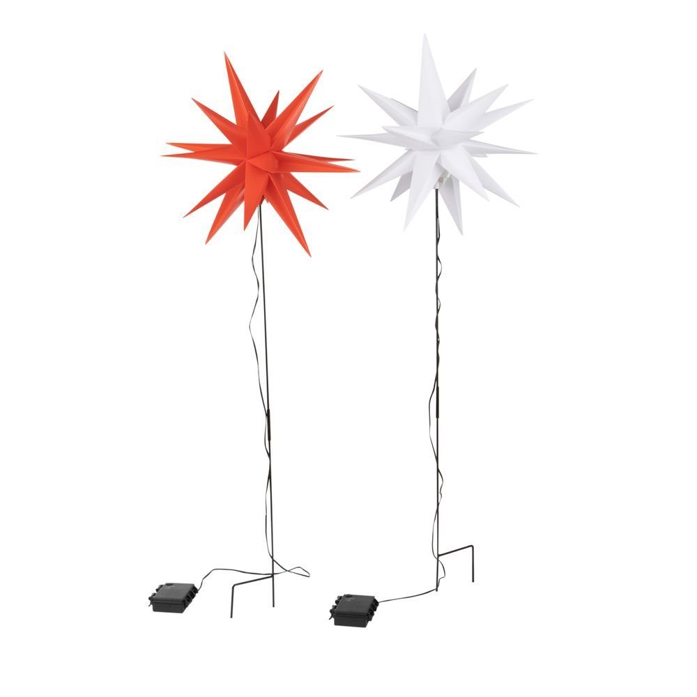 90 Stern, LED mit bonsport Rot Gartenstecker 35 cm x LED Solarleuchte
