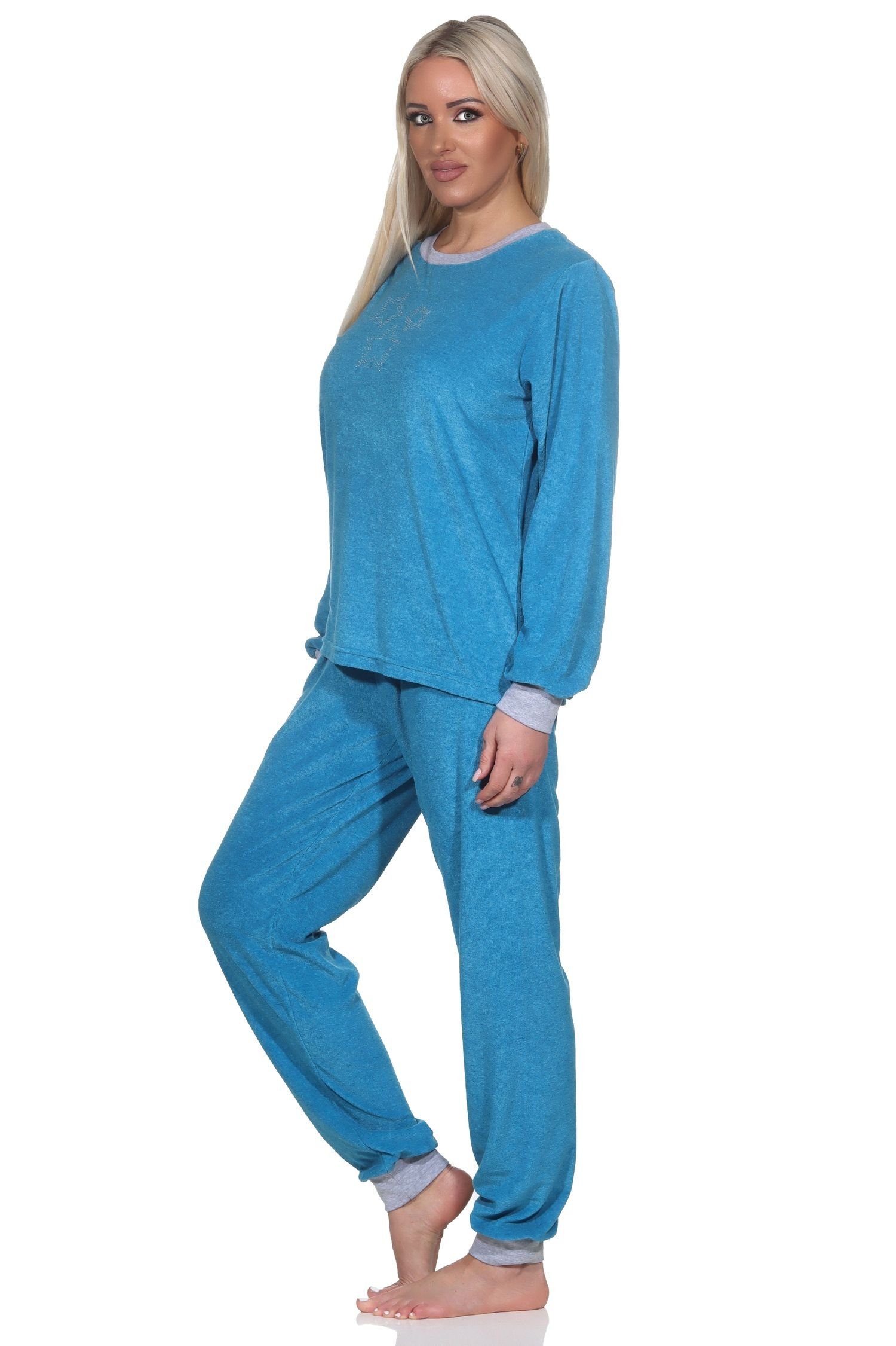 auch türkis Normann Loungewear Übergröße - in Schlafanzug Normann Pyjama Damen Frottee