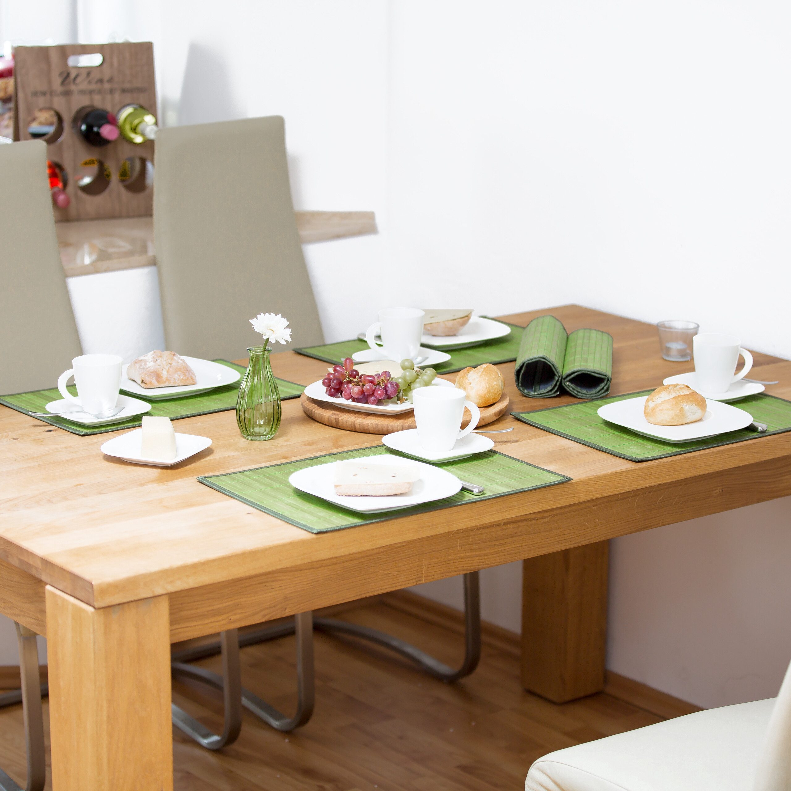 relaxdays Platzset Tischset 6er Set Bambus, (6 Tischmatten), grün