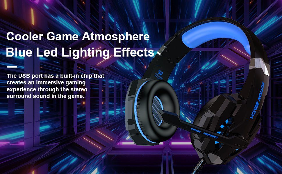 FUNINGEEK Gaming-Headset (anpassbar Sound Mikrofon Licht Kabel, Mit LED Surround verschiedene Cancelling) Noise Professional 3.5mm an Kopfumfänge