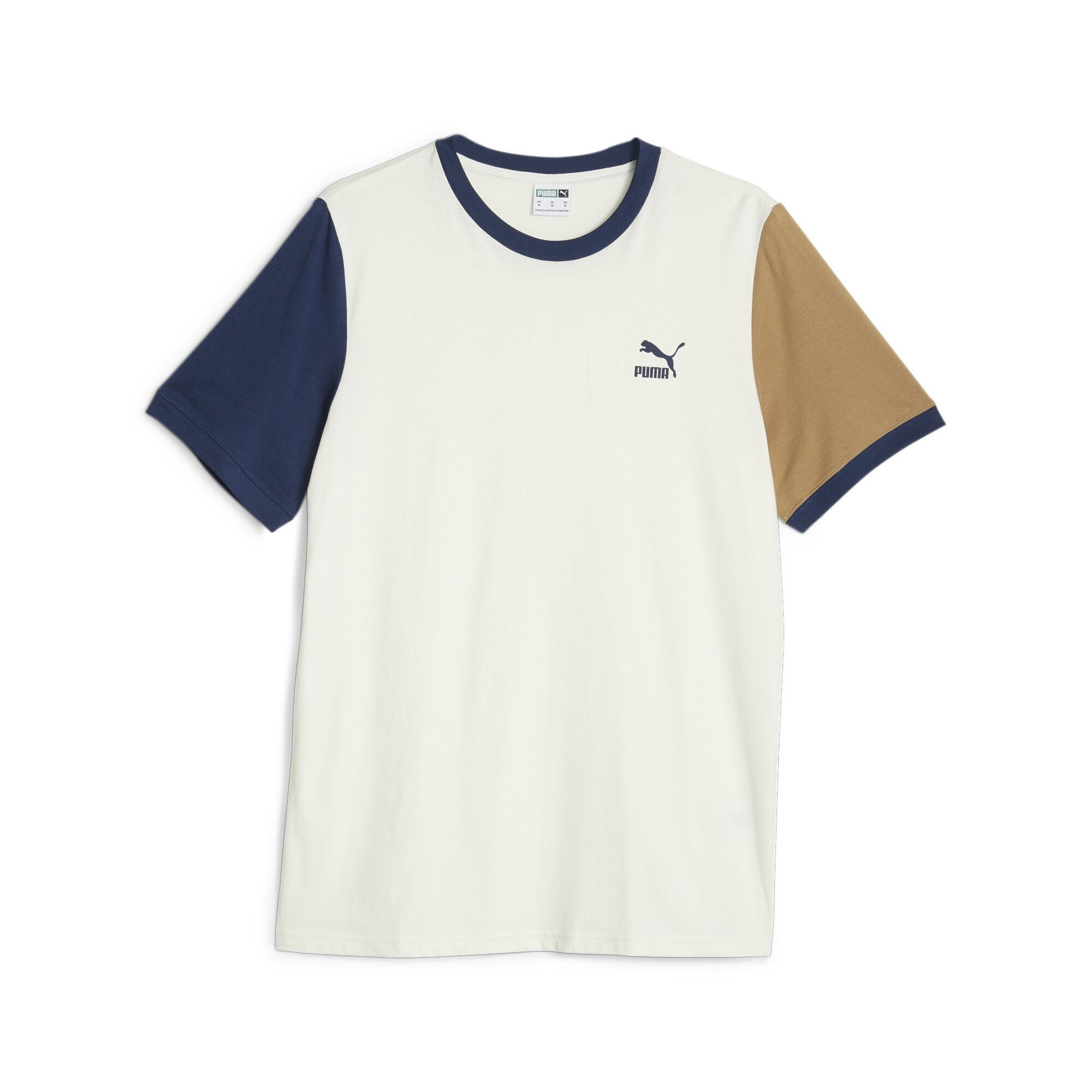 Blue T-Shirt PUMA Warm White T-Shirt Persian Herren Block Classics