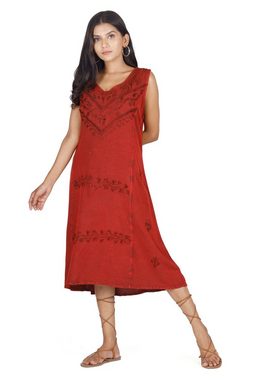 Guru-Shop Midikleid Besticktes Boho Sommerkleid, Midikleid,.. alternative Bekleidung