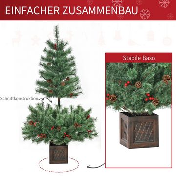 HOMCOM Künstlicher Weihnachtsbaum 1,8 m Christbaum Tannenbaum mit Topf und Deko PVC, Tannen, 90B x 180H cm (BxH), grün