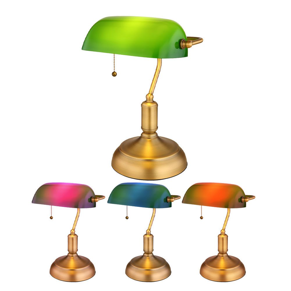 GLOBO LIGHTING LED Tischleuchte, Leuchtmittel inklusive, Bankerlampe Tischlampe Schreibtischleuchte Smart RGB LED Zugschalter