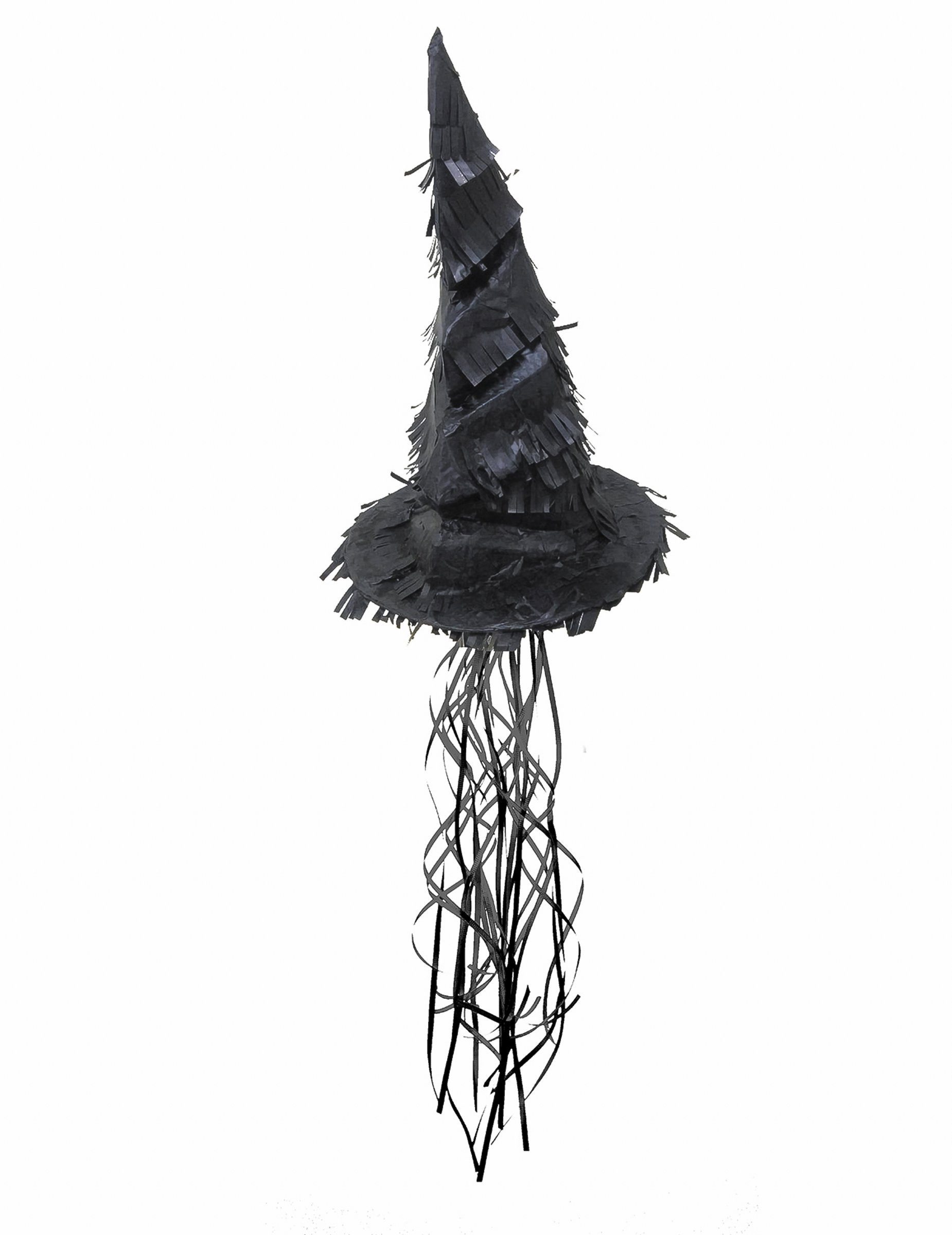PartyPro Kostüm Hexenhut-Piñata Halloween-Partydeko Kindergeburtstag schwarz 50 cm