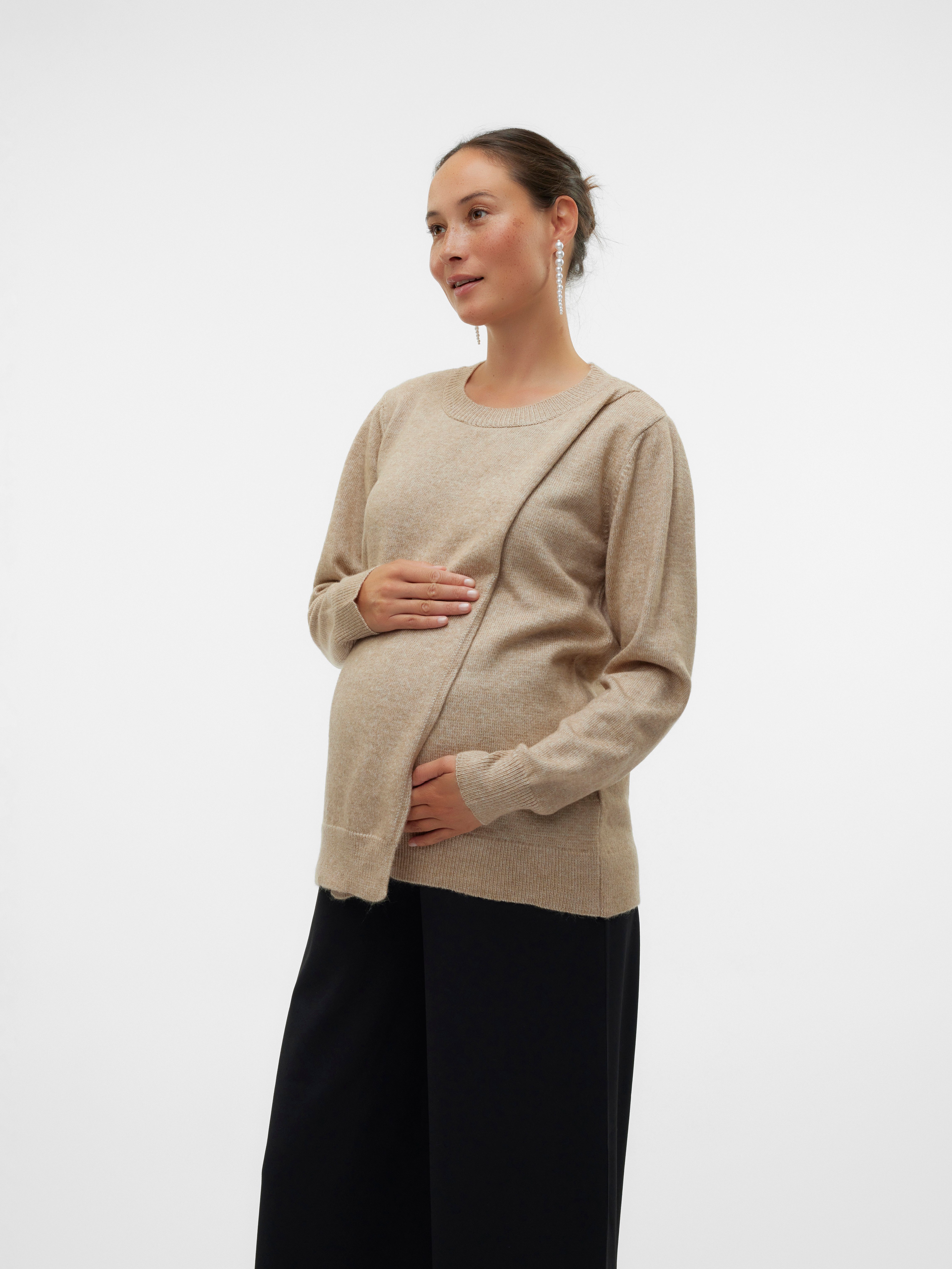 Mamalicious Strickpullover MLNEWANNE IRIS L/S KNIT TOP 2F NOOS Kunstfaser, regular fit