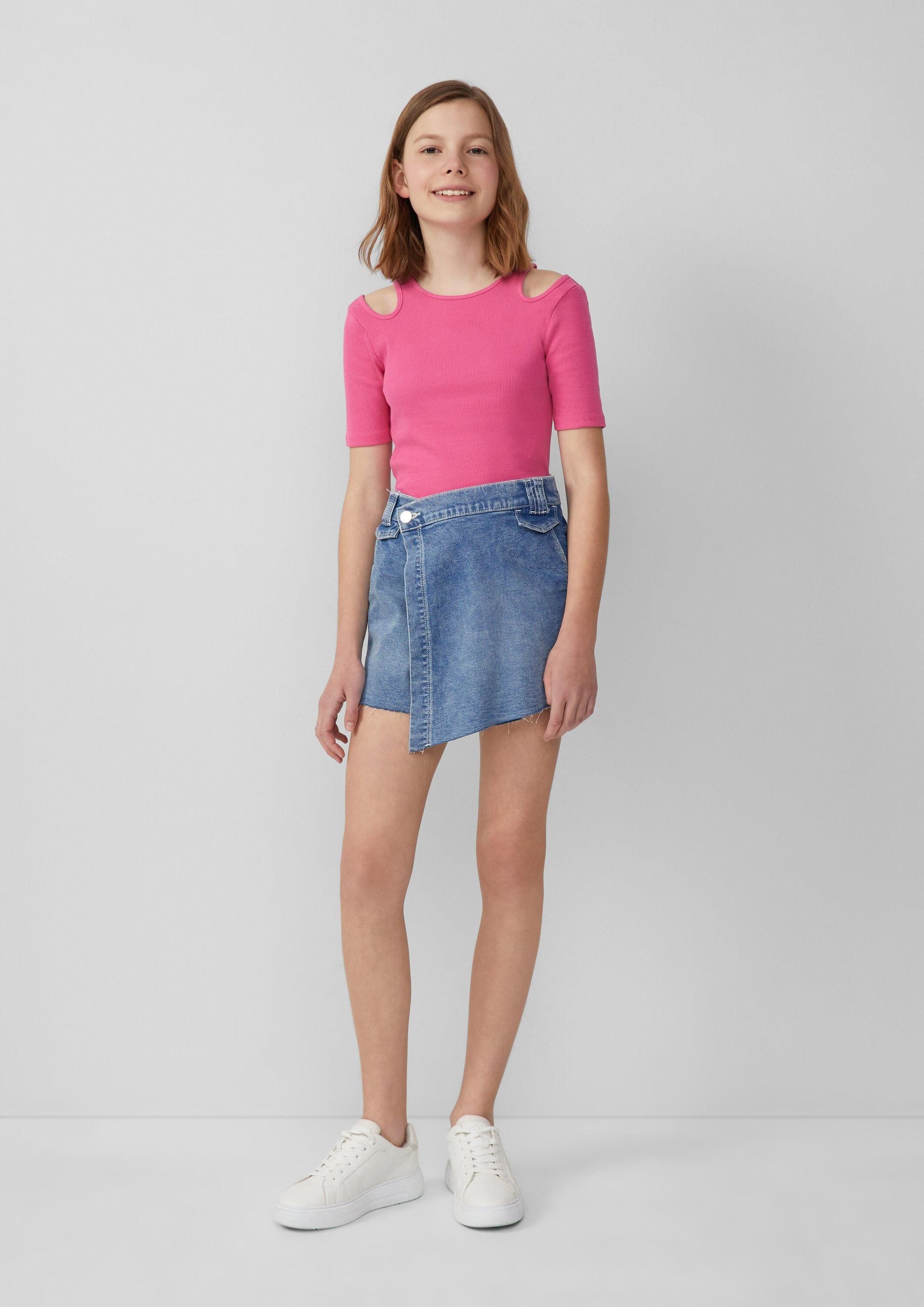 s.Oliver Kurzarmshirt T-Shirt T-Shirt im Slim Fit aus Rippware mit Cut-outs