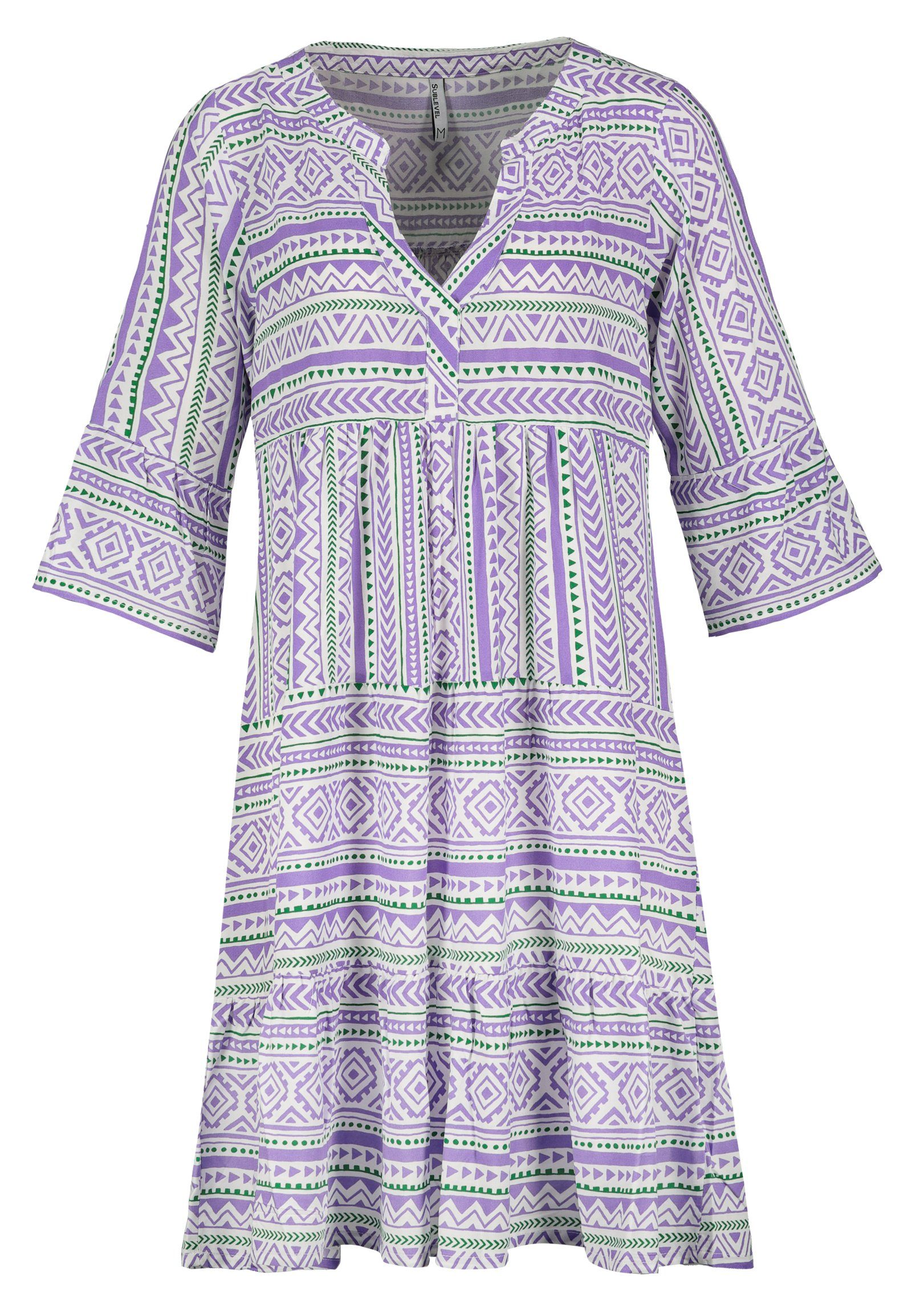 SUBLEVEL Strandkleid Sublevel Damen Kleid Strandkleid Sommerkleid 100% Viskose MIT VOLANTS Middle Purple