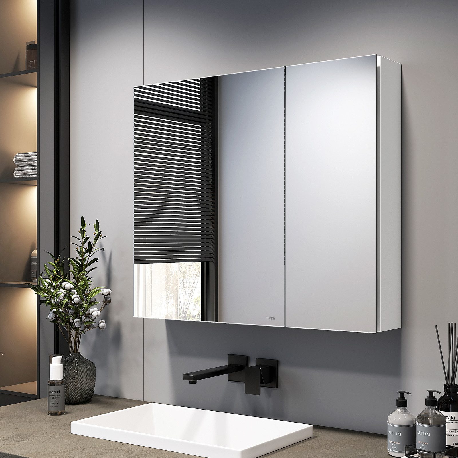 EMKE Spiegelschrank 75×65 /85×65cm 2-türig Badspiegelschrank günstig online kaufen