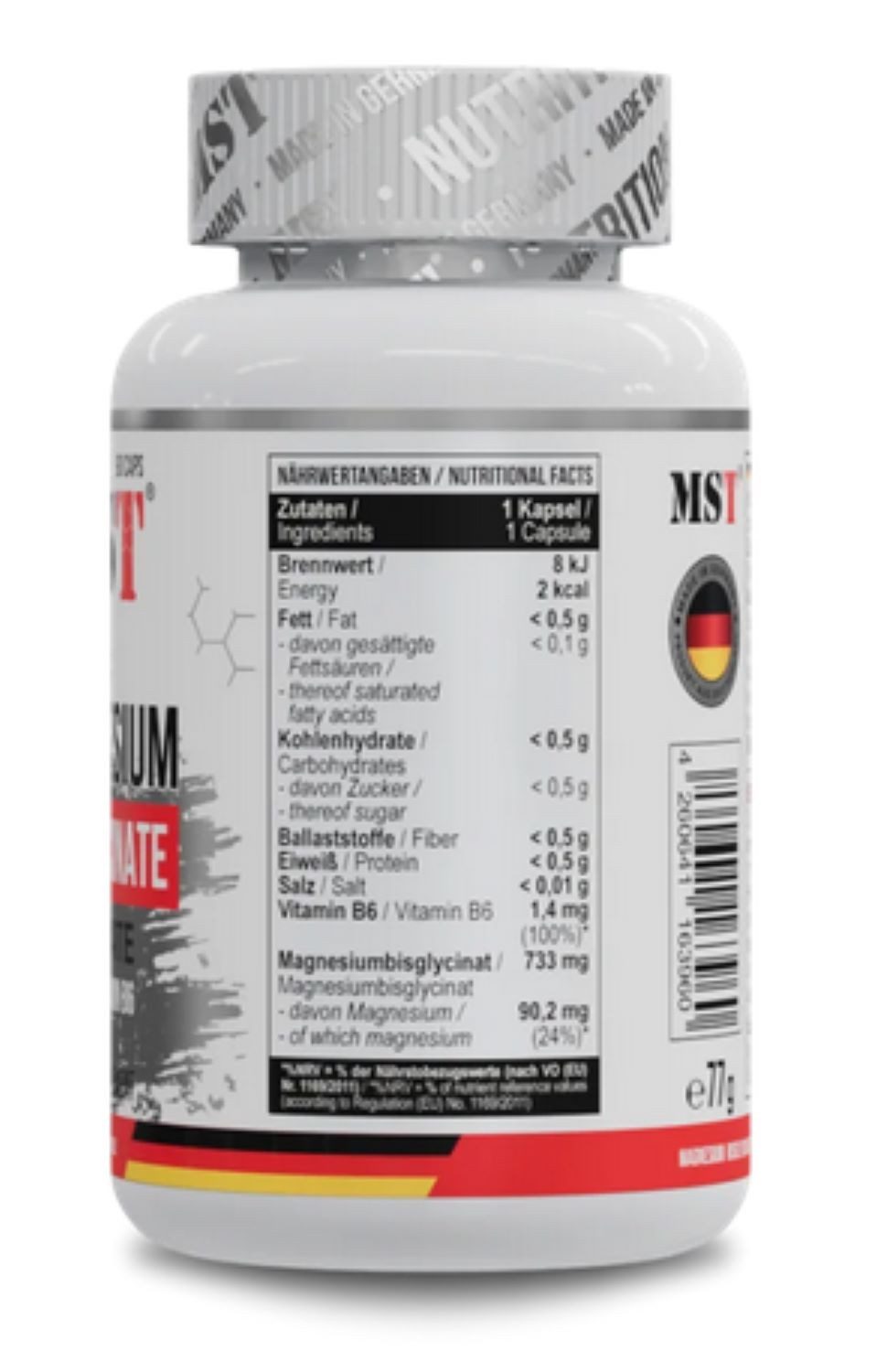 MST Nutrition MST NUTRITION Magnesium Bisglycinat 90 Kapseln Kapseln, 77 g, Magnesium Bisglycinate (Chelat)