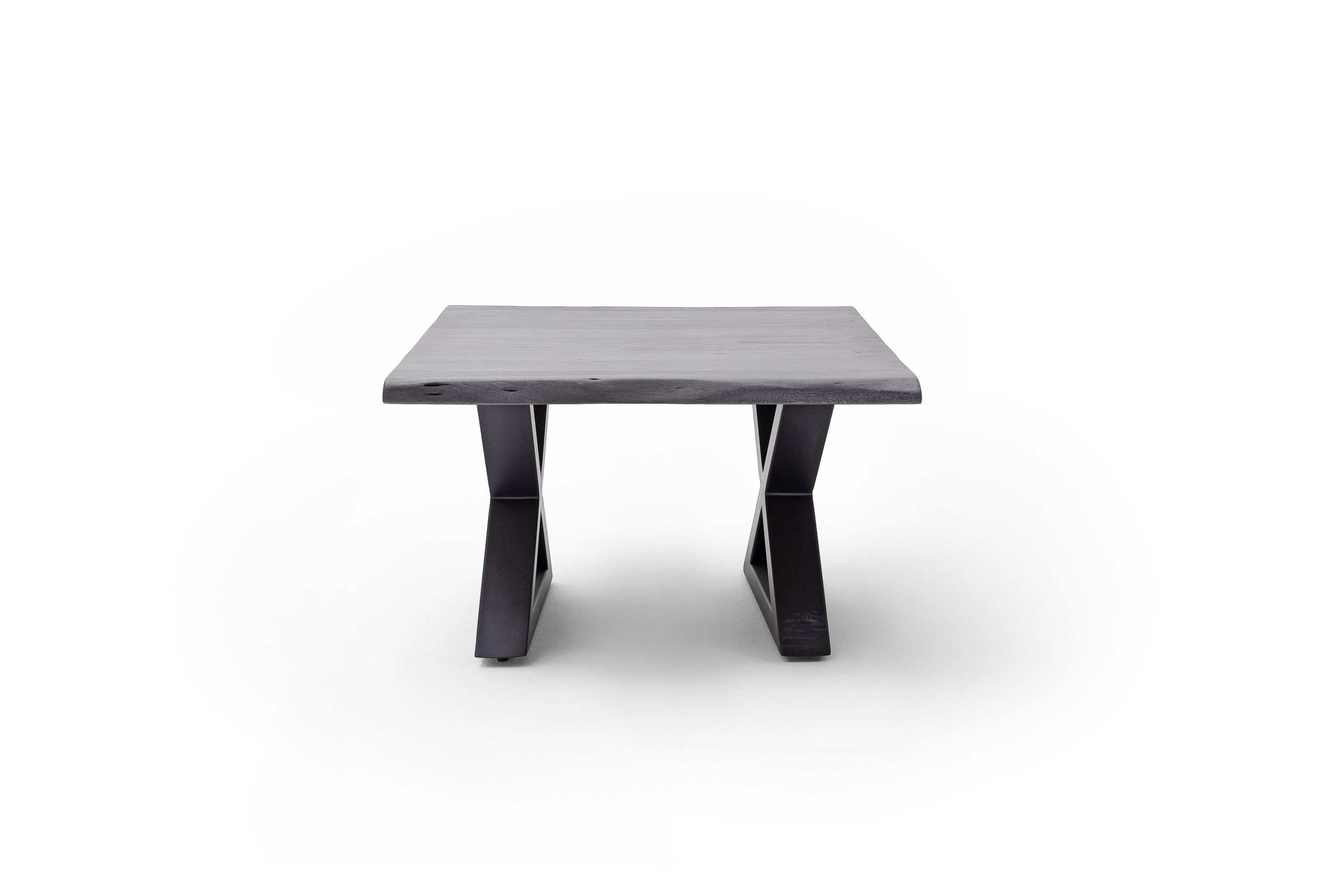 Robas Lund Couchtisch, Couchtisch Akazie Grau m. X-Gestell anthrazit lackiert 75x45x75 cm