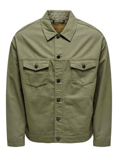 ONLY & SONS Langarmhemd Hemd Jacke Basic Übergangs Shaket mit Taschen ONSEND 6490 in Olive