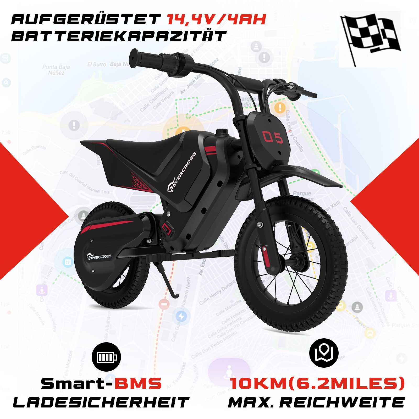 EVERCROSS TECH Elektro-Kindermotorrad Elektro Motorrad mit 150W Motor, 12 Zoll Luftreifen, 5,2AH, MAX 10KM Lange Reichweite, Elektromotorrad für Kinder – Bild 5 von 5