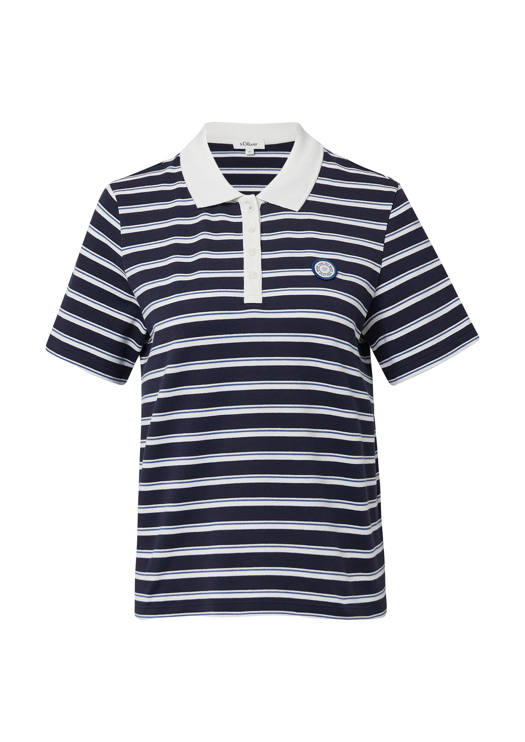 s.Oliver Kurzarmshirt T-Shirt Verkürztes Pique-Poloshirt mit Patch günstig online kaufen