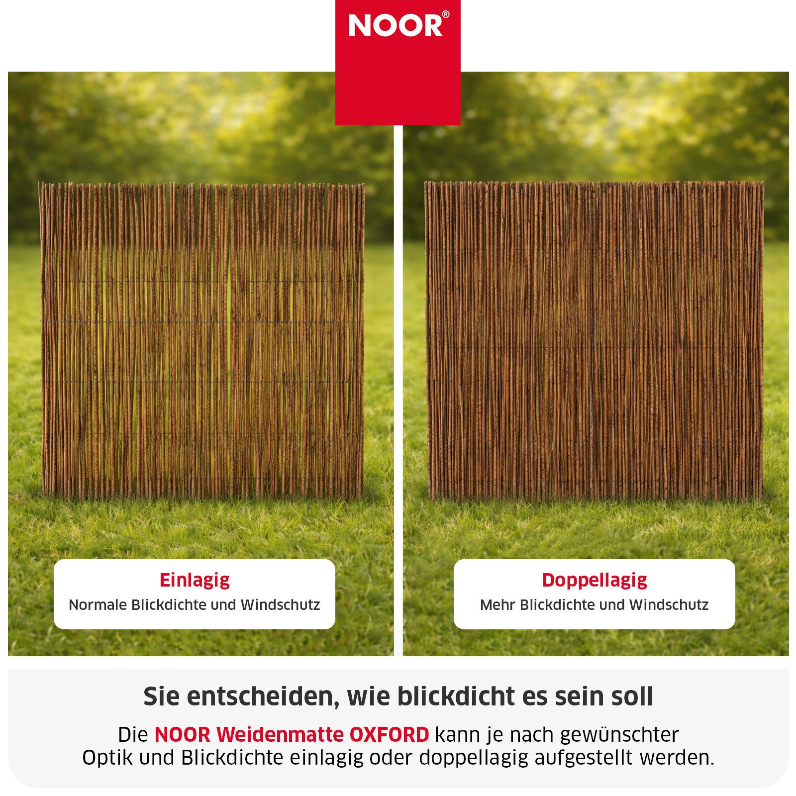 NOOR Sichtschutzzaunmatten Weidenmatte OXFORD - natürlicher Sichtschutz und Windfang – Bild 4 von 5