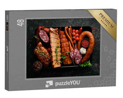 puzzleYOU Puzzle Verschiedene hausgemachte Wurst- und Fleischwaren, 48 Puzzleteile, puzzleYOU-Kollektionen Essen und Trinken
