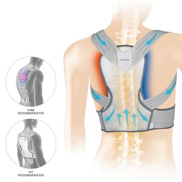 nah-vital Rückenbandage, Rückenkorrektor mit Gelpad und Stützstäben Größe S/M
