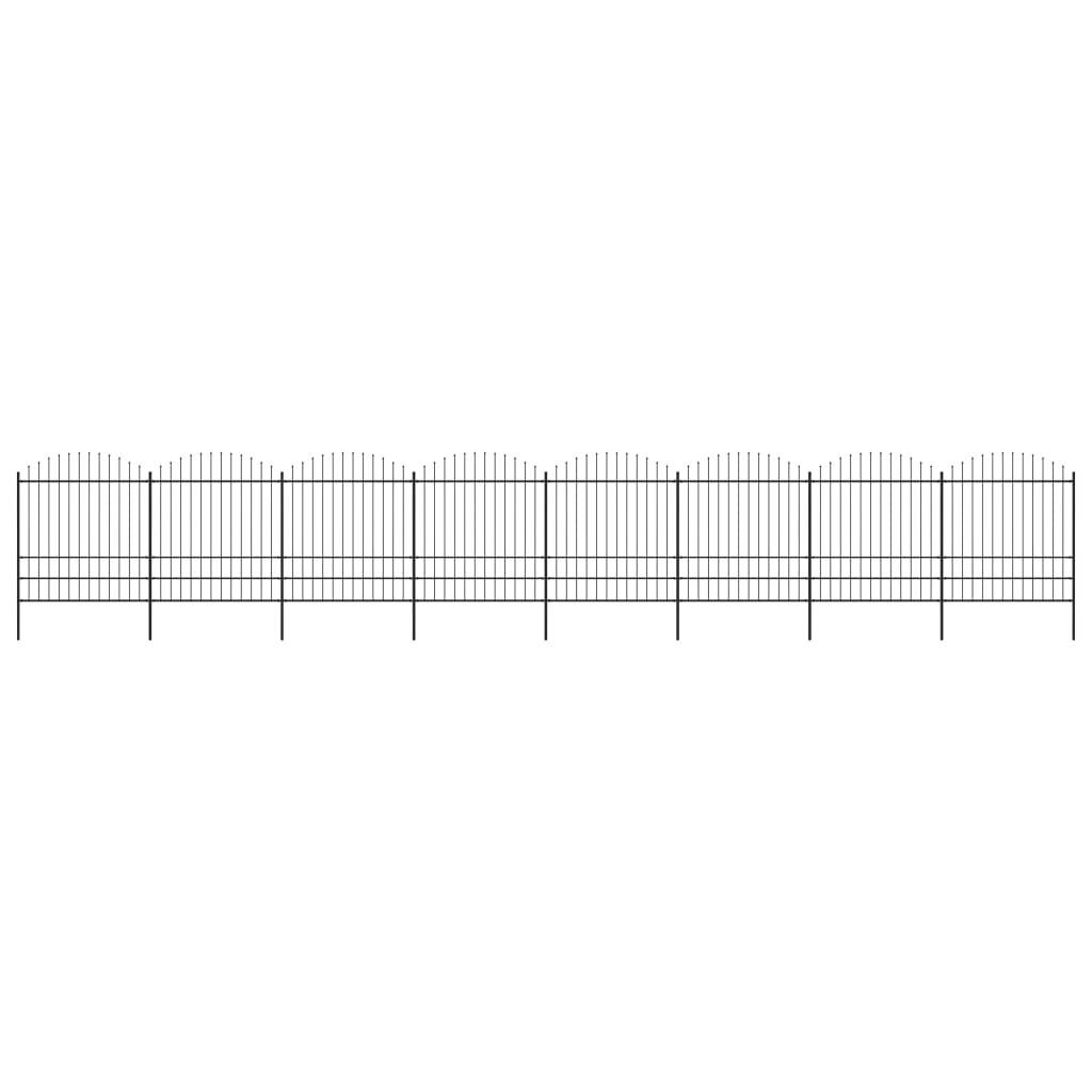 vidaXL Gartenzaun Gartenzaun mit Speerspitze Stahl 1339 x 200 cm Schwarz, (1-St)