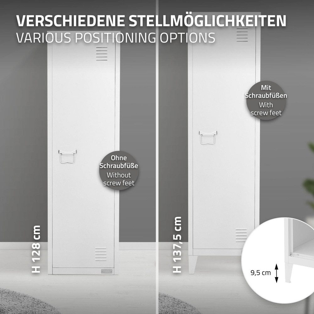 ML-DESIGN Aktenschrank Metallschrank mit Schubladen Aufbewahrungsschrank Mehrzweckschrank (1-St) Lagerschrank Büroschrank Werkzeugschrank Stahlschrank 38x38x137 – Bild 5 von 5