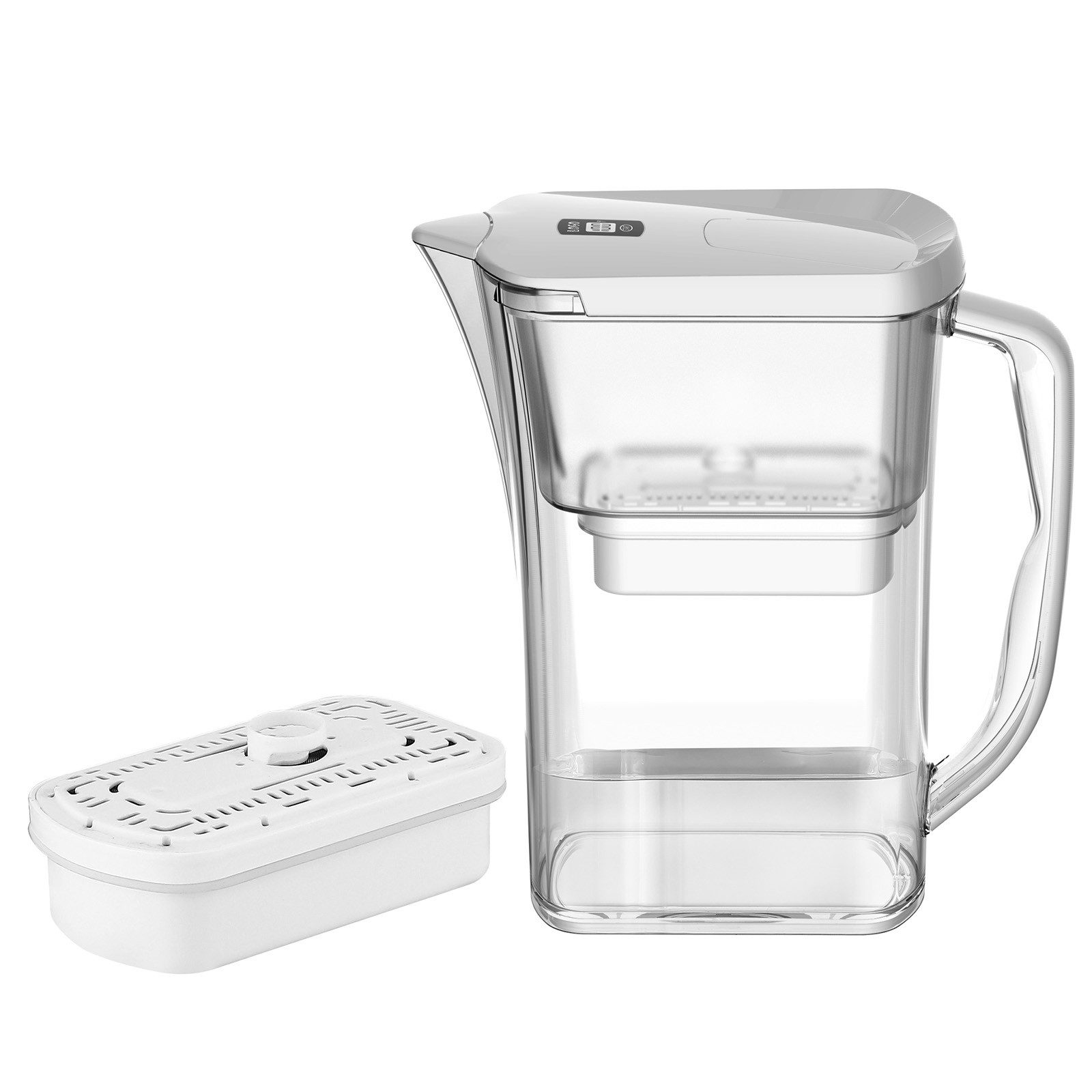 HOMELIVE Wasserfilter Wasserfilterkanne 2,5 L mit LED-Countdown-Anzeige, Filtert Schwermetalle & Verunreinigungen, 3-monatige Filterlebensdauer