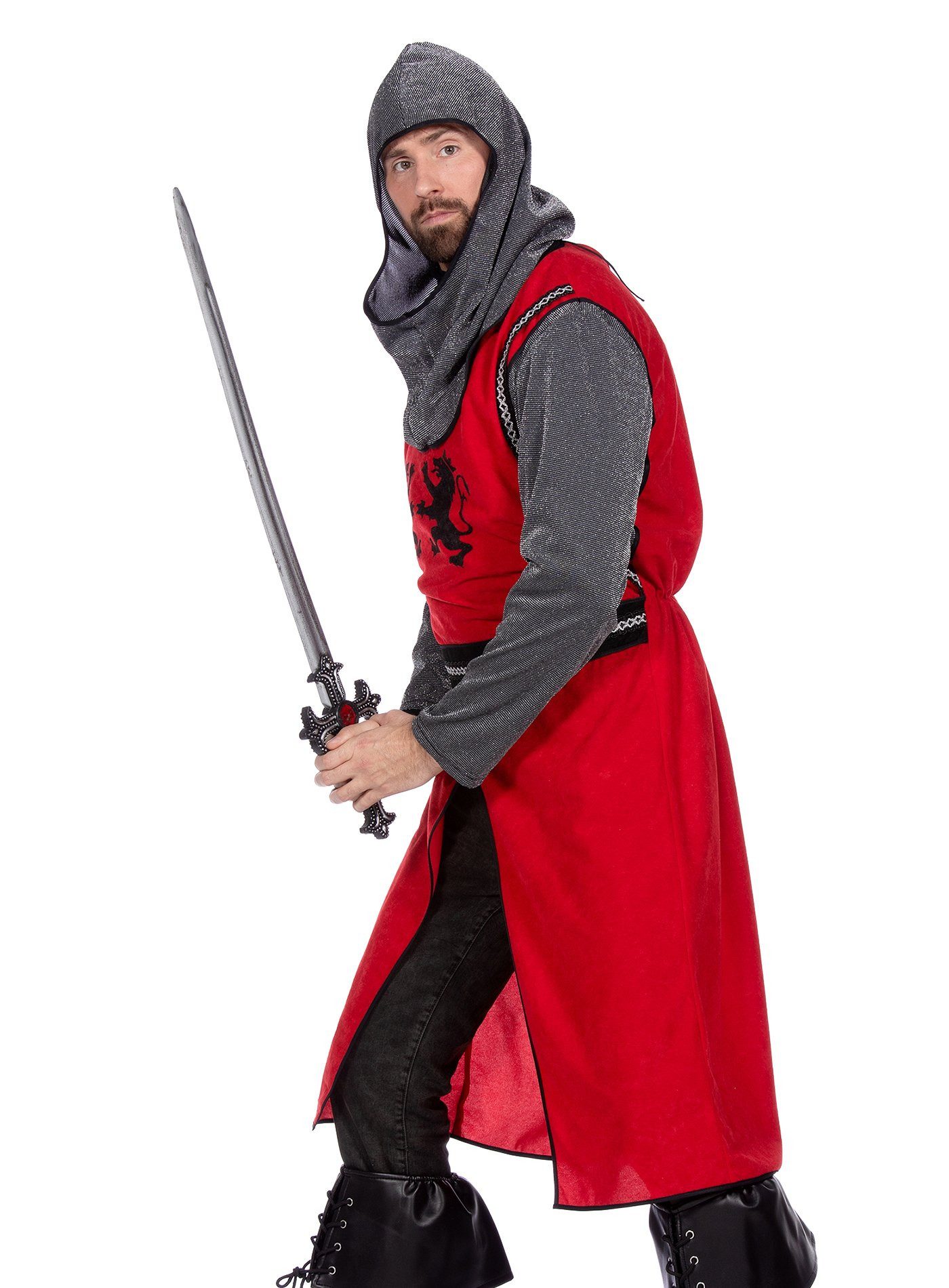 Metamorph Ritter-Kostüm Mittelalter Rittergewand grau-rot
