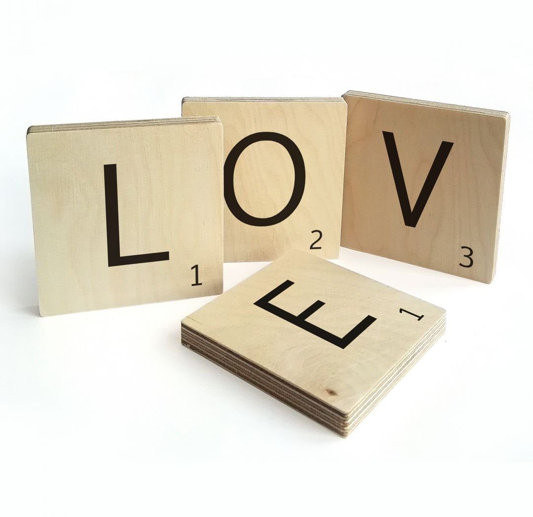 Deko Buchstaben (Set, Scrabble Wandspruch 4 Wall-Art Love St)