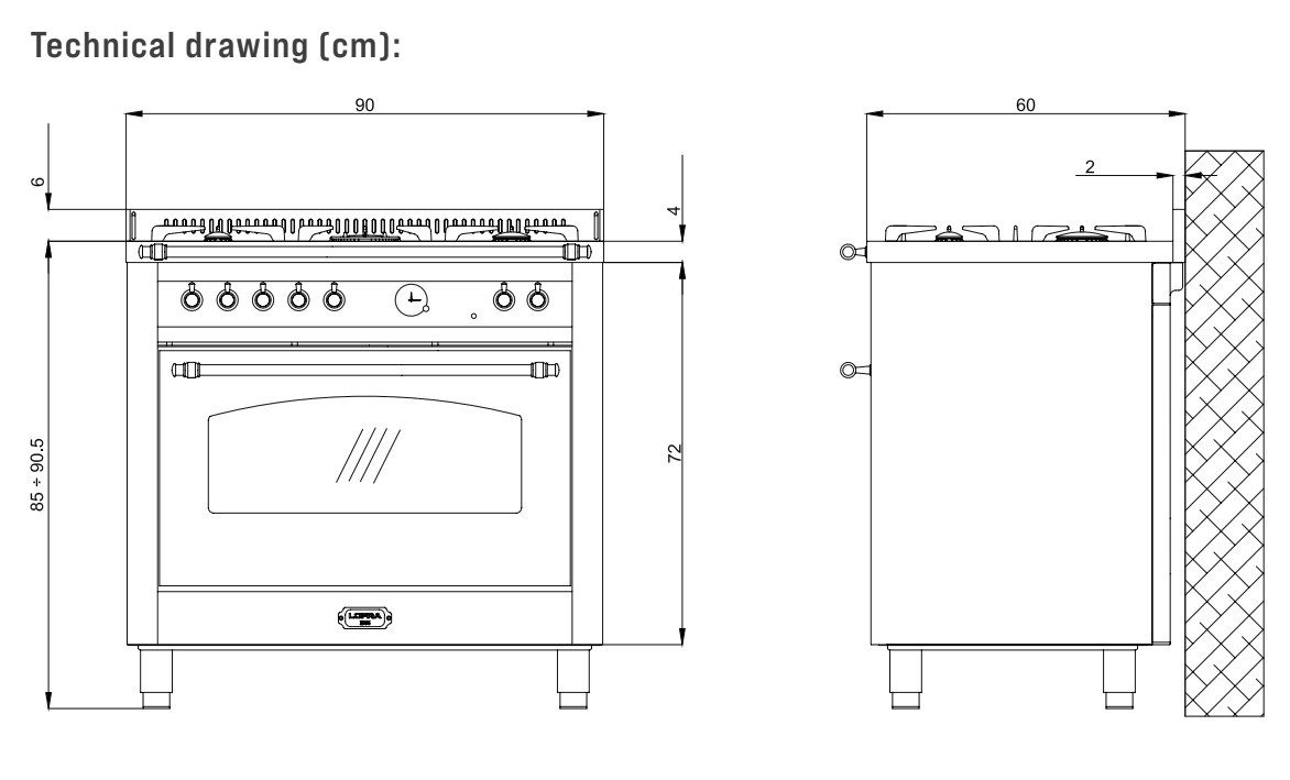 Lofra Gas-Standherd 90 cm Dolcevita weiß 5 Flammen - RSG96MFT/Ci