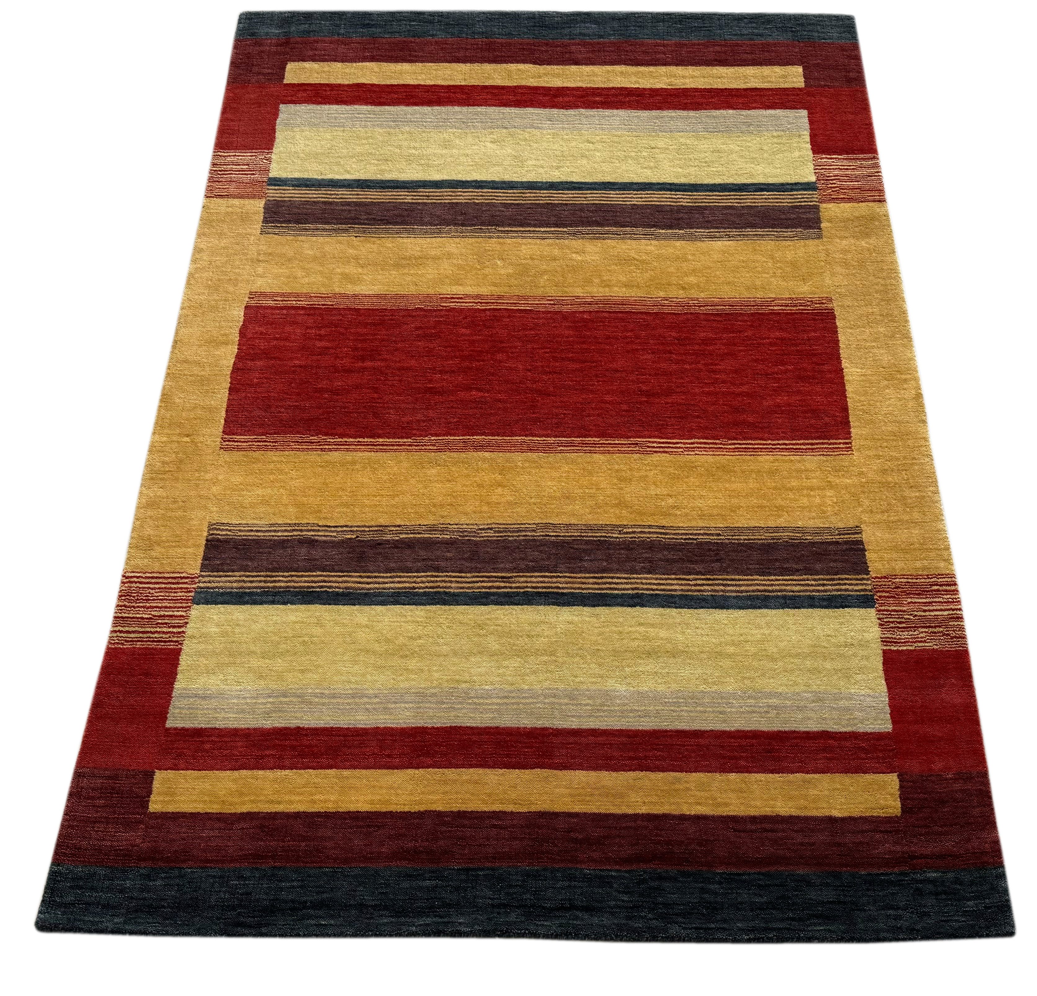 Wollteppich Orientteppich Bunt Gabbeh Teppich 100% Wolle Loom Handgefertigt BR10, Wawa Teppich, Höhe: 16 mm