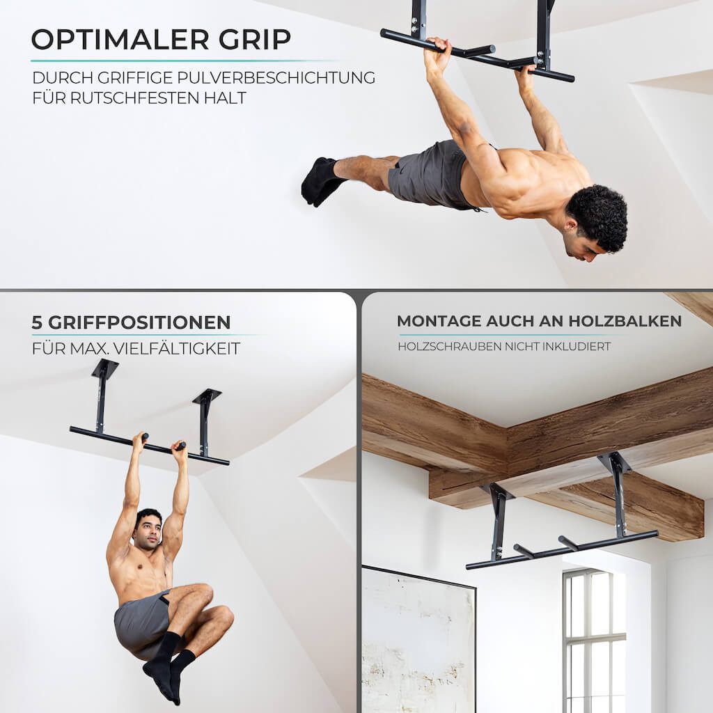 Pullup & Dip Klimmzugstange Klimmzugstange Decke inkl. Klimmzugband und Schrauben (1-tlg)