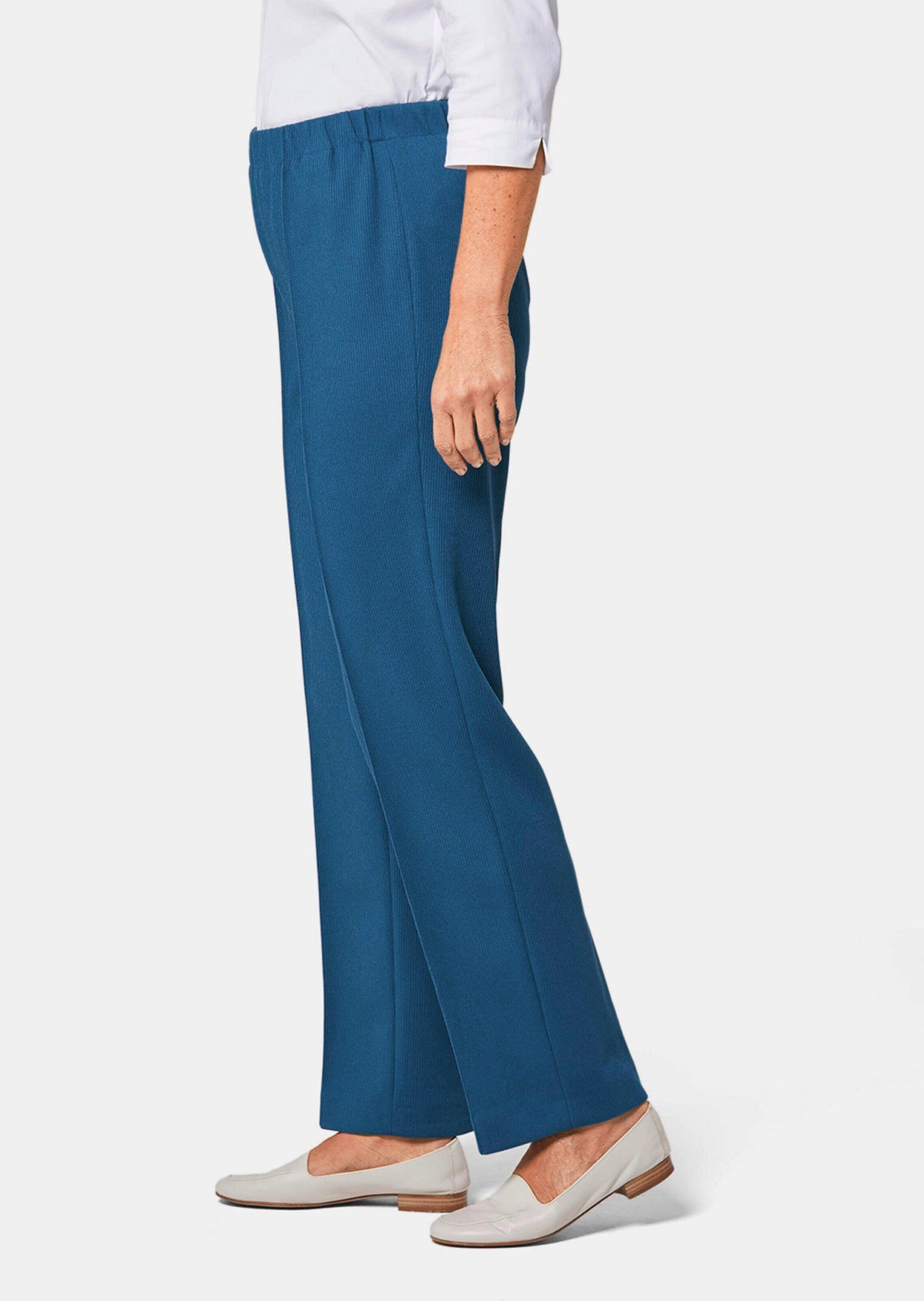 GOLDNER Schlupfhose Rippenhose mit Biesen Bequeme Stretchhose mit Schlupfbund und Knöchellänge
