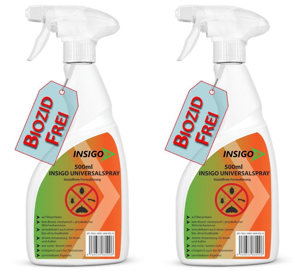 INSIGO Insektenspray Universalspray, Insektenspray, 1 l, biozidfreie Formel, auf Wasserbasis, geruchsarm, brennt / ätzt nicht