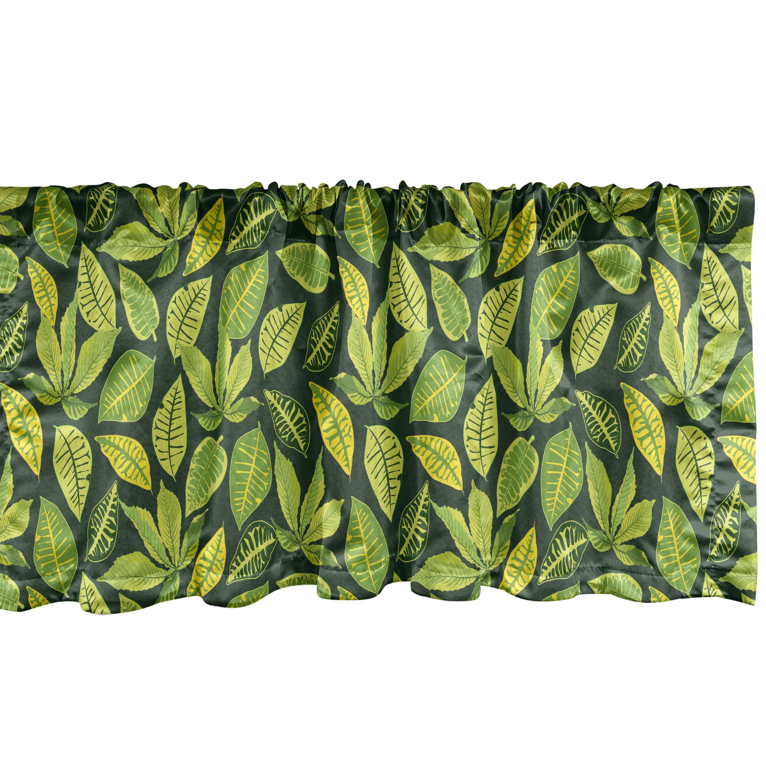Microfaser, für Schlafzimmer Hawaii-Wald Stangentasche, Abakuhaus, Vorhang Pflanzen Küche Dekor Blätter Volant mit Scheibengardine Kunst