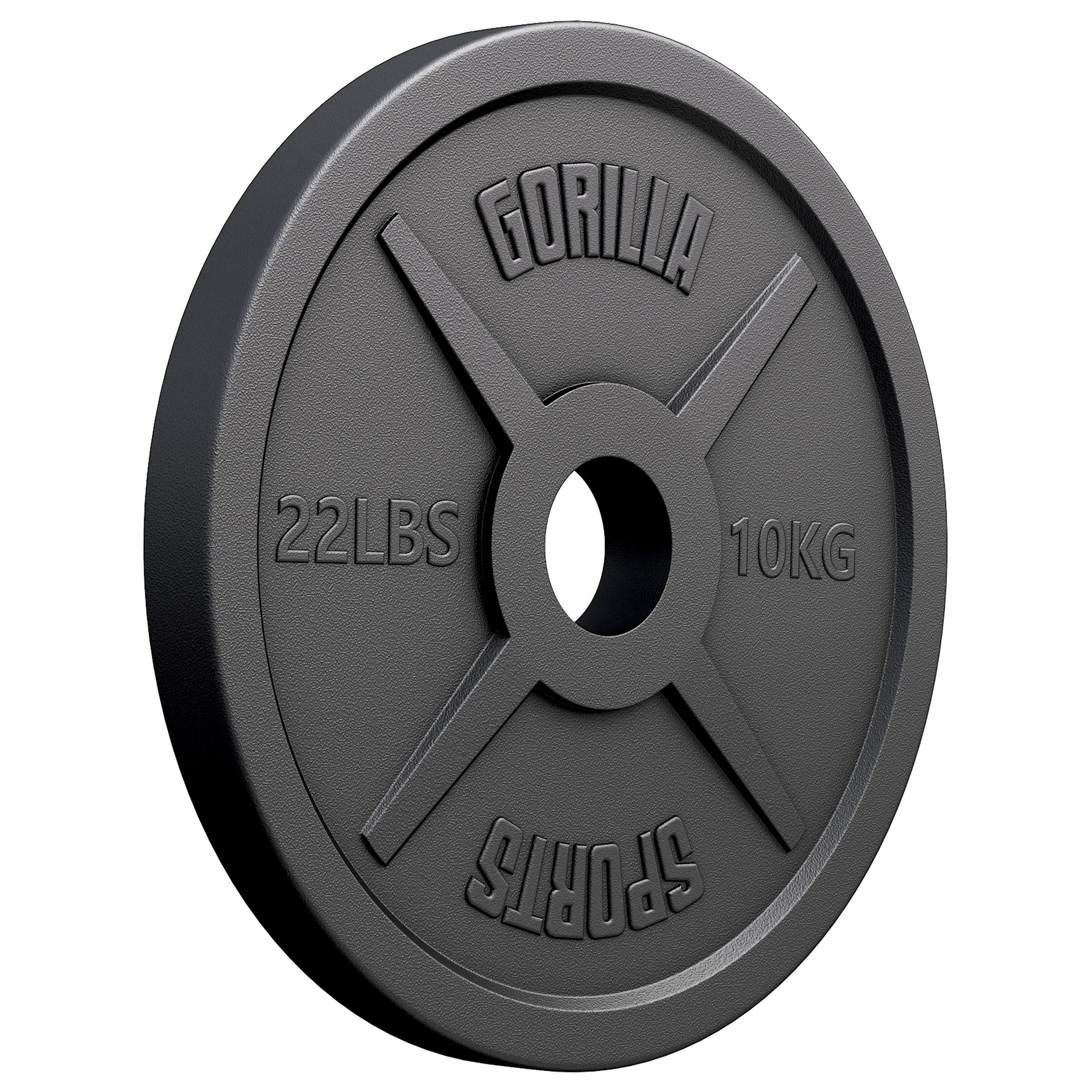GORILLA SPORTS Hantelscheibe Hantelscheibe Olympia Gusseisen 50/51 mm, 10 kg